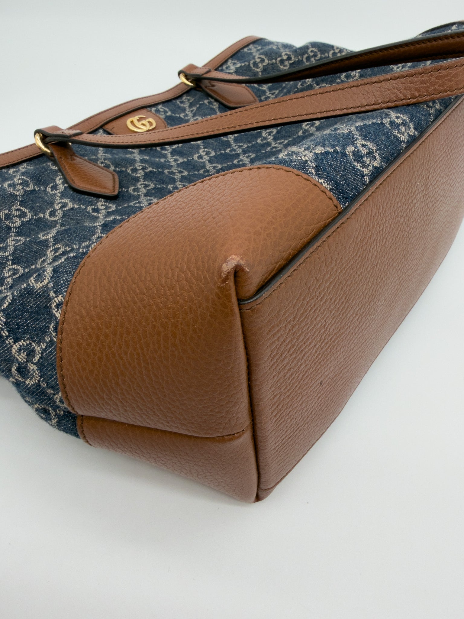 Gucci Denim Blue Tea GG Monogram Medium Ophidia Shopping Tote
