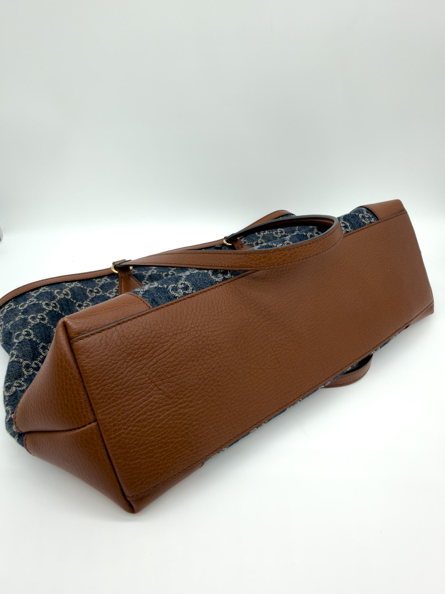 Gucci Denim Blue Tea GG Monogram Medium Ophidia Shopping Tote