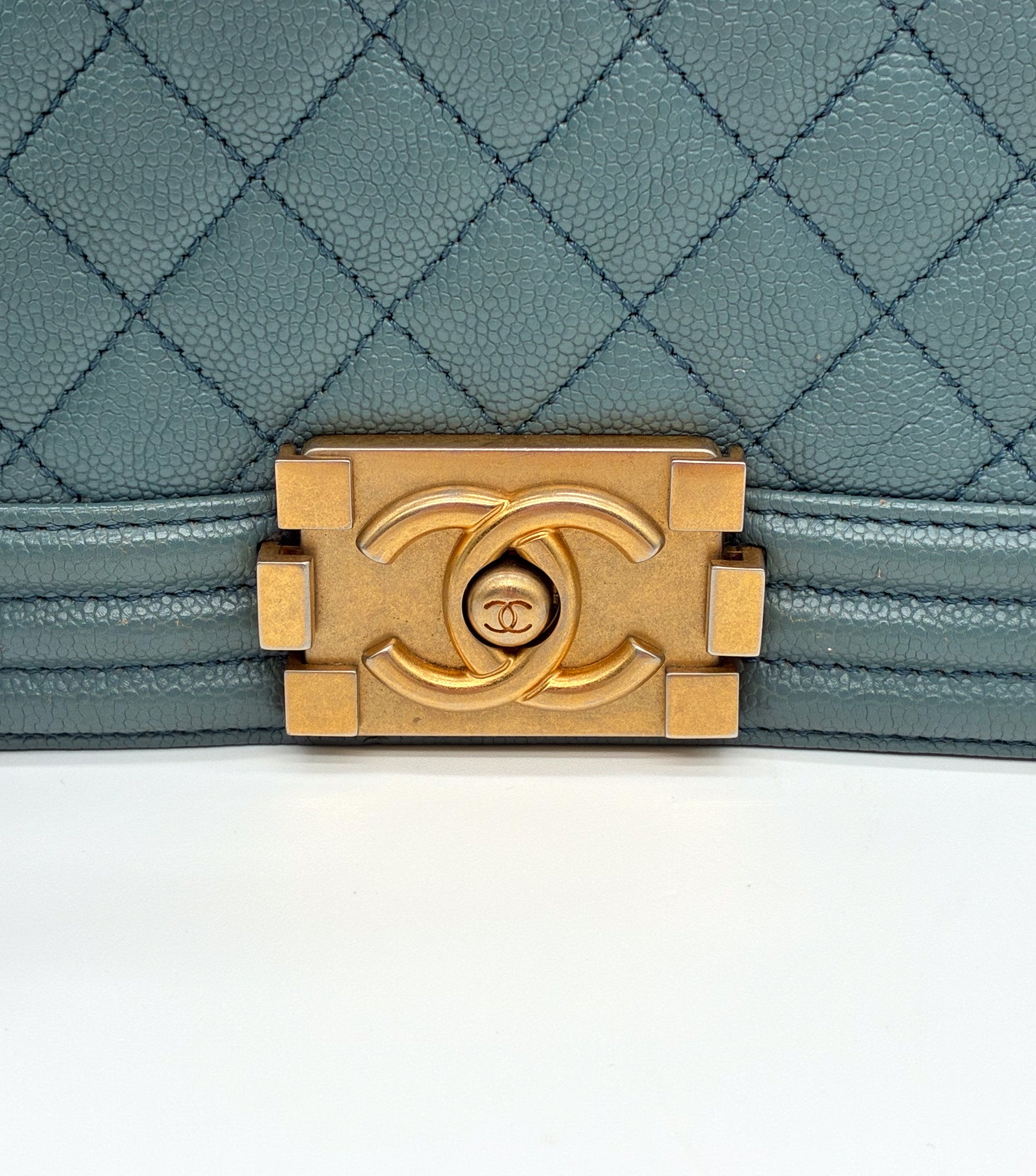 Chanel Caviar Quilted Medium Boy Flap Turquoise
