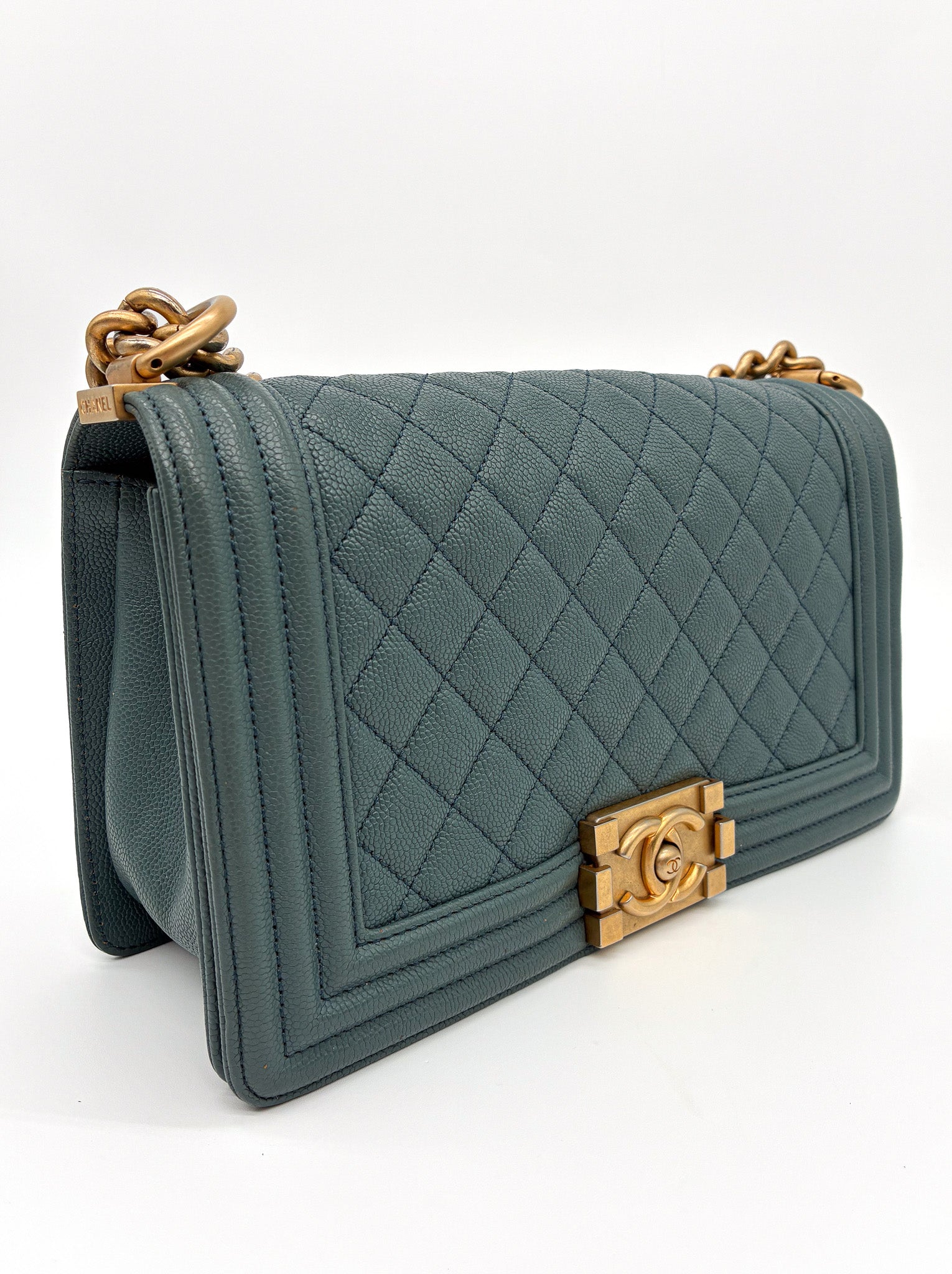 Chanel Caviar Quilted Medium Boy Flap Turquoise