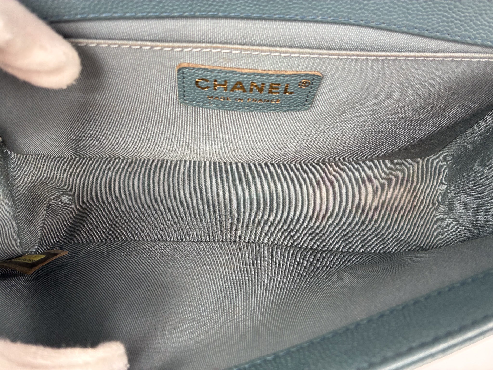 Chanel Caviar Quilted Medium Boy Flap Turquoise