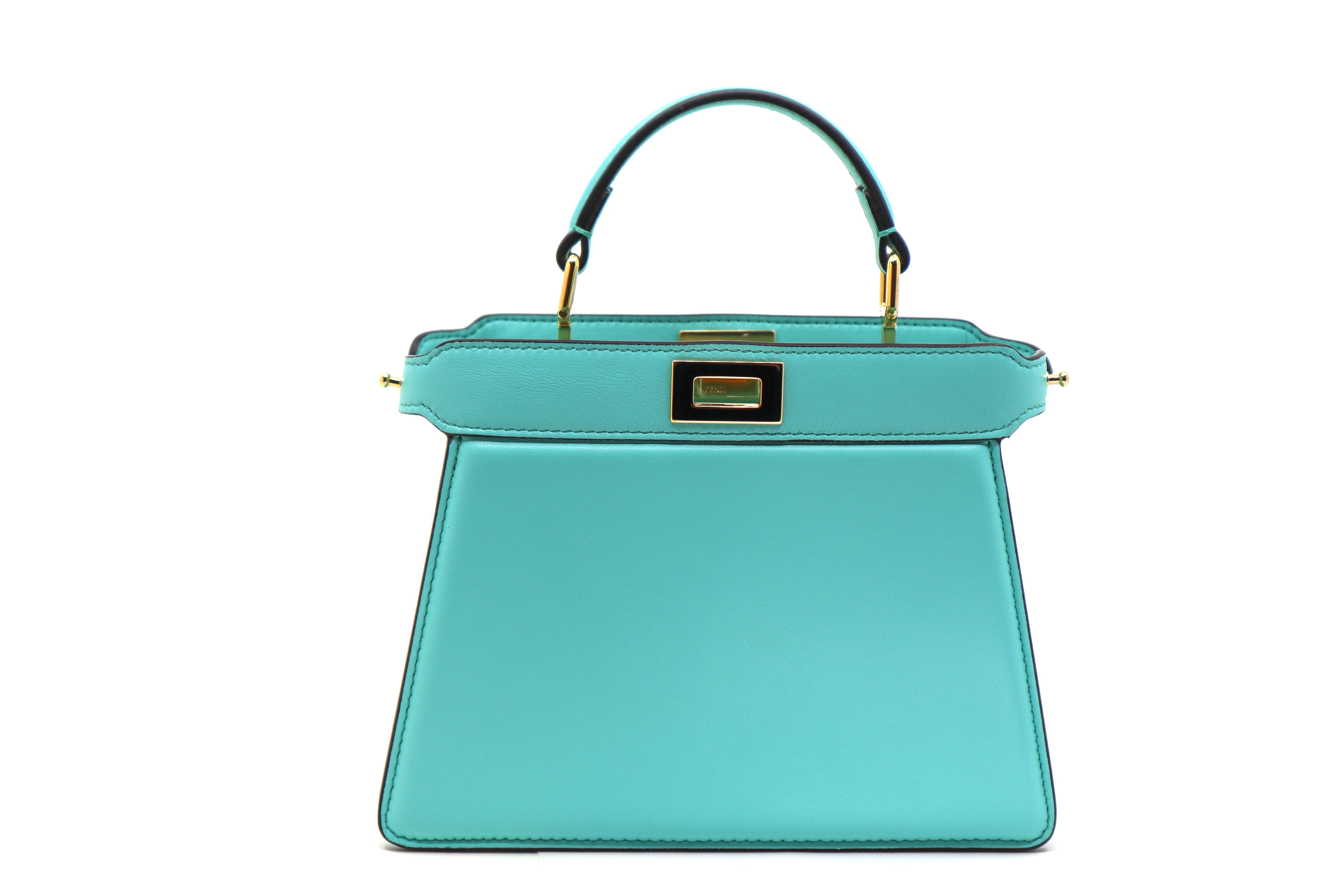 Peekaboo ISeeU ( Petite ) Turquoise padded nappa leather bag