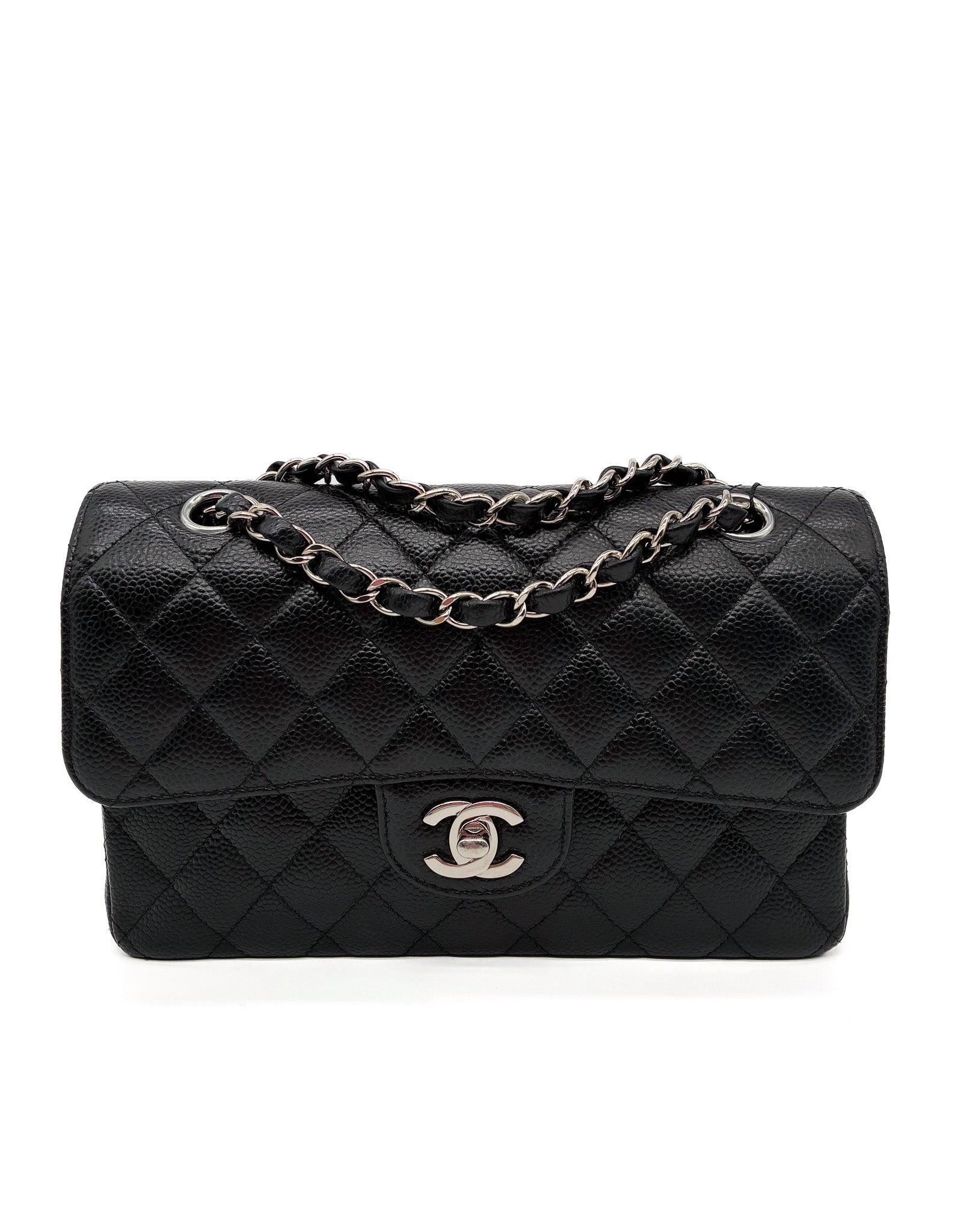 Chanel Small Classic Double Flap Black Caviar Silver Hardware
