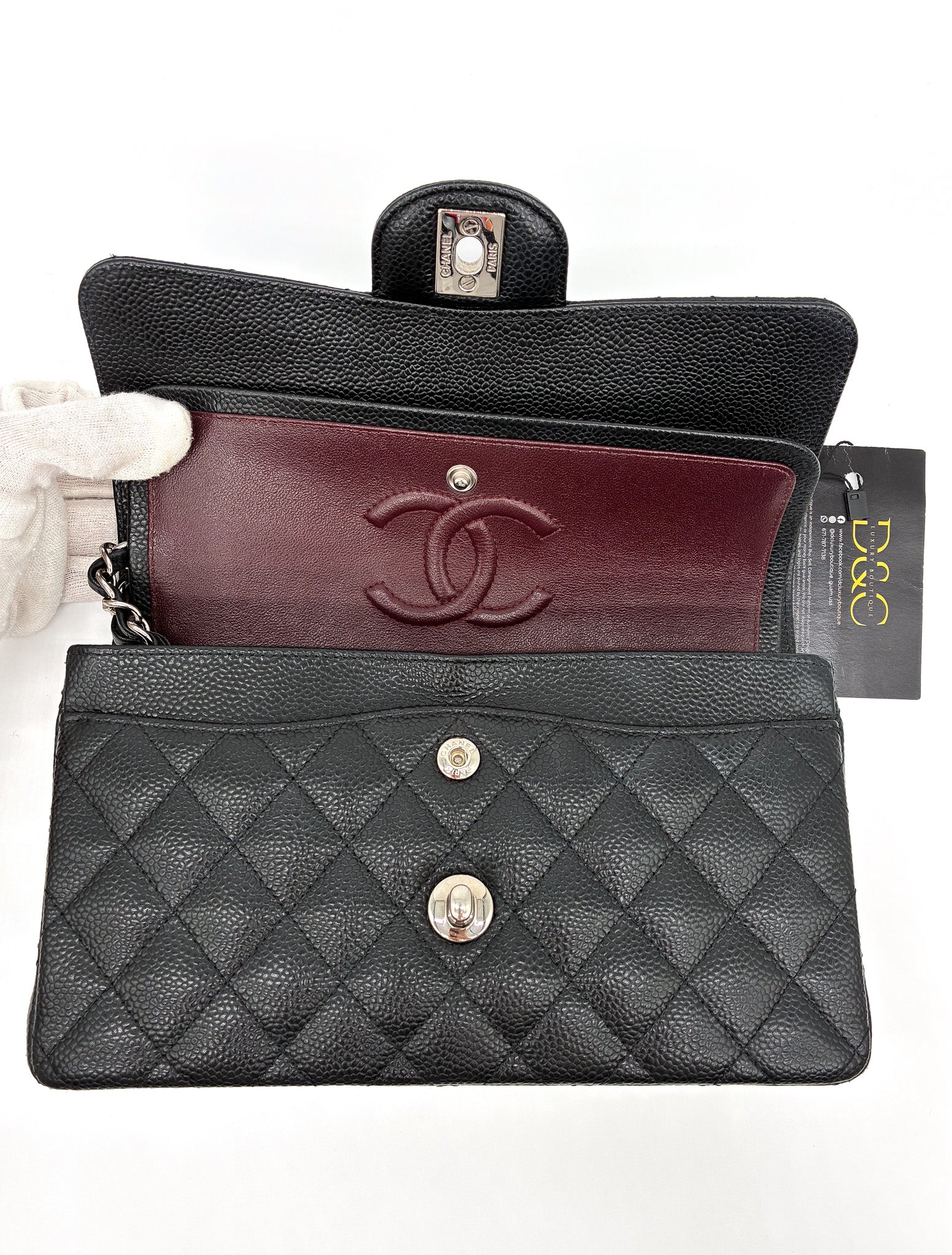 Chanel Small Classic Double Flap Black Caviar Silver Hardware