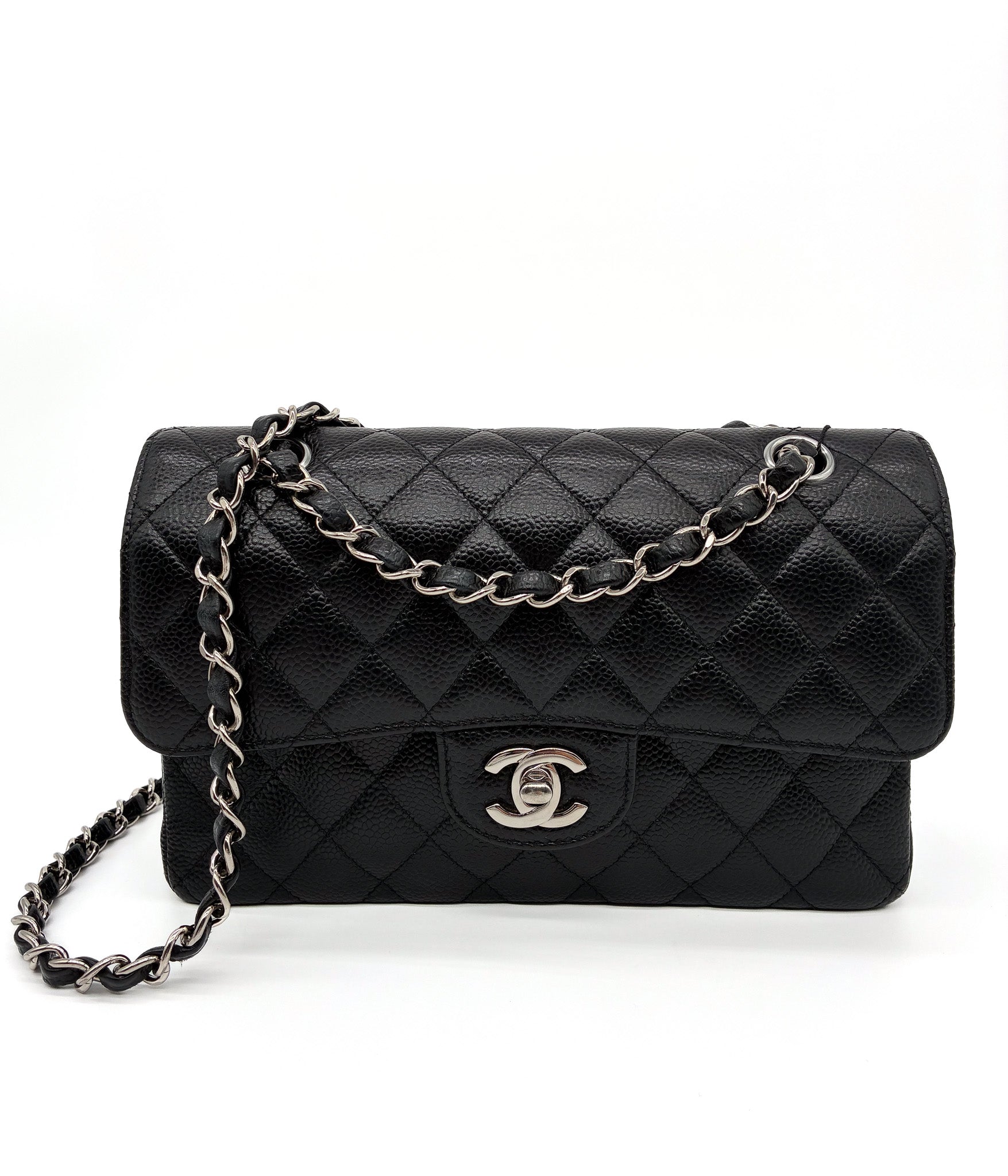 Chanel Small Classic Double Flap Black Caviar Silver Hardware