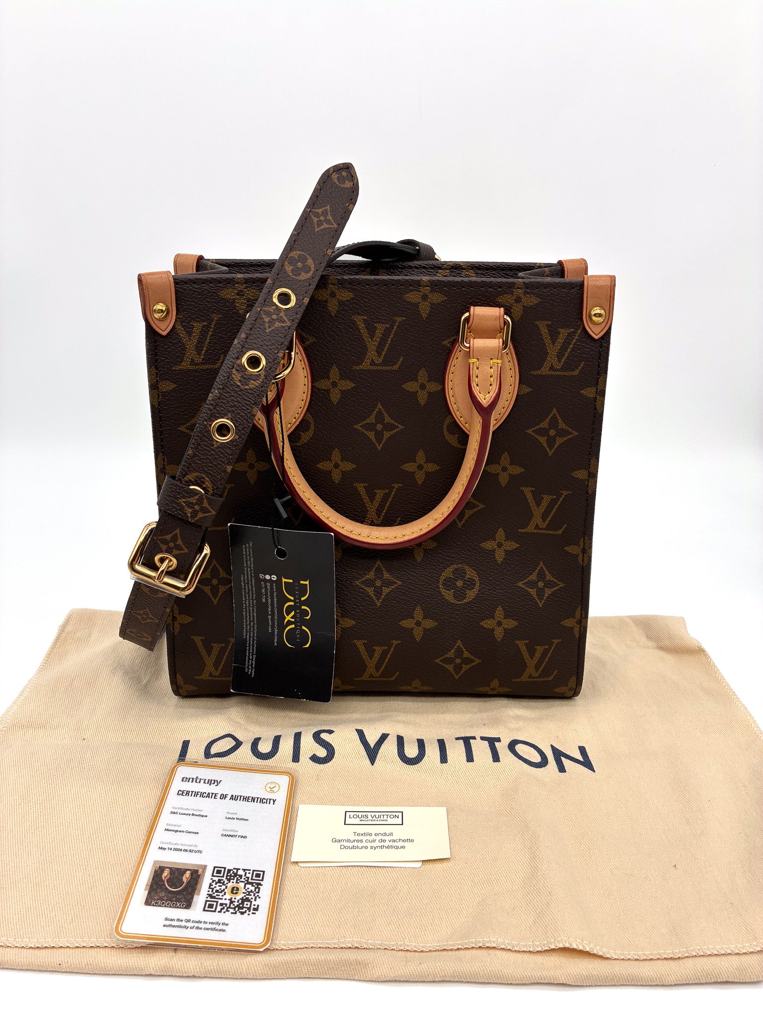 LV Sac Plat BB Handbag in Brown Monogram Coated Canvas