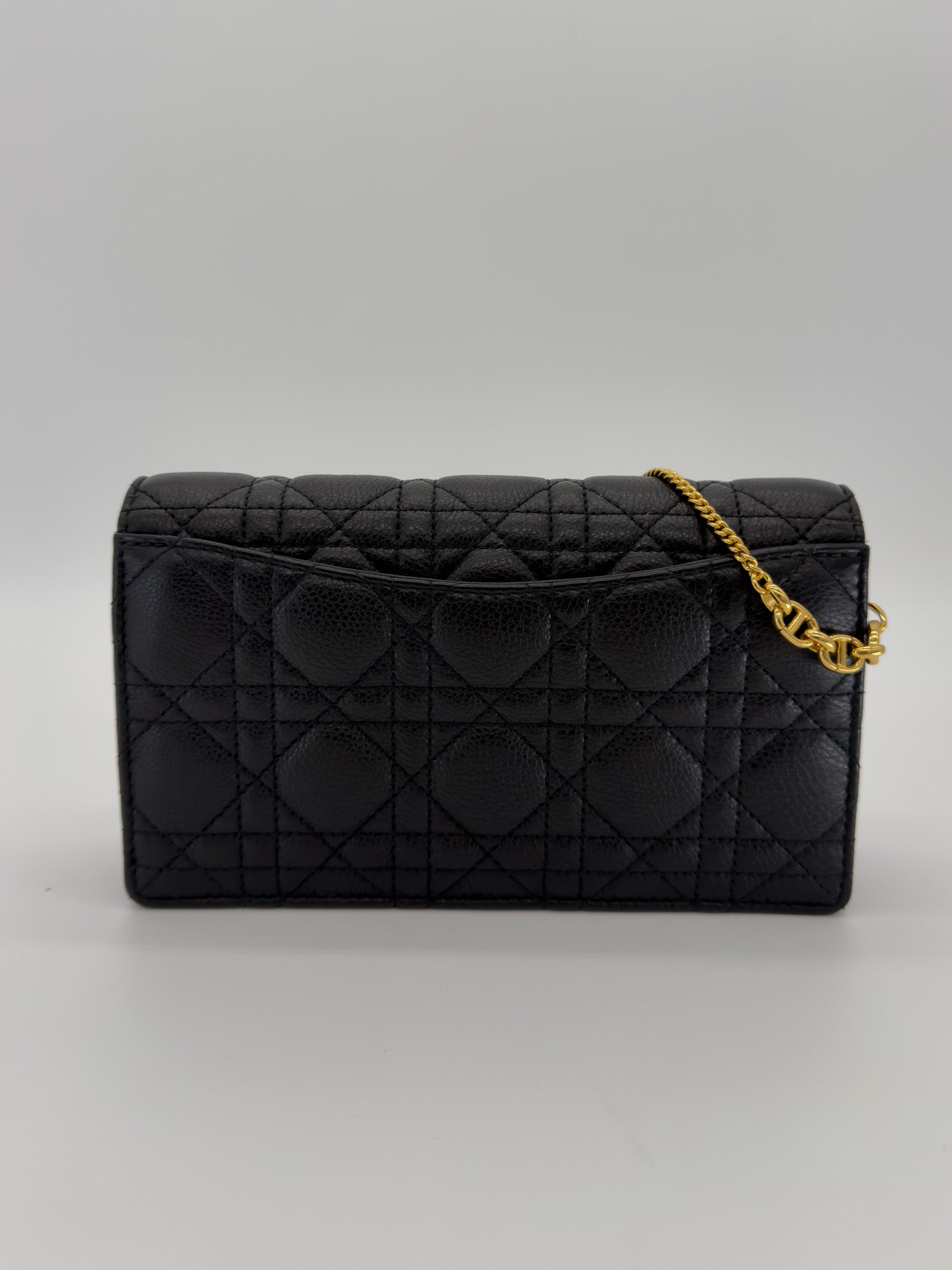 Christian Dior Supple Calfskin Caro Pouch with Chain Black