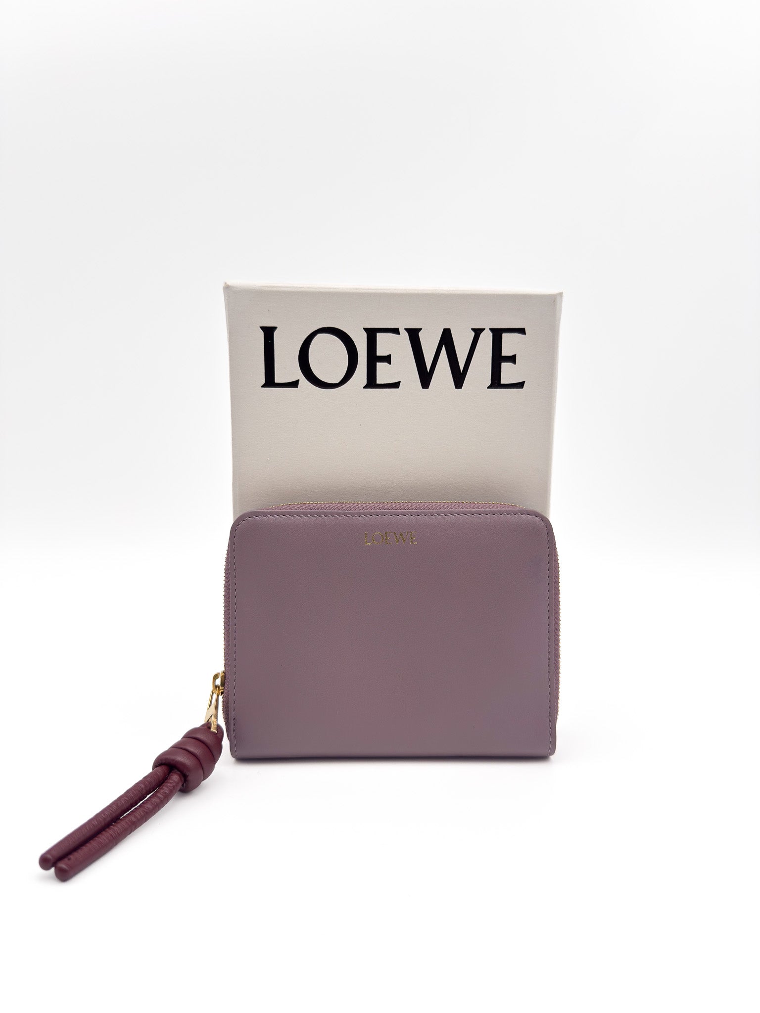 Loewe Compact Knot Zip around Wallet Purple