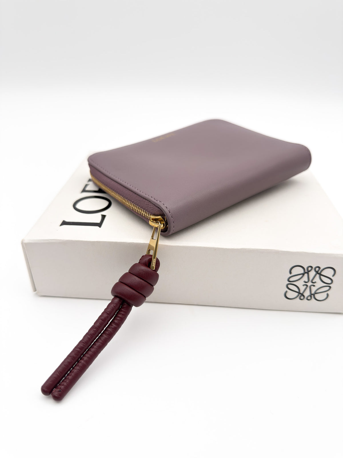 Loewe Compact Knot Zip around Wallet Purple