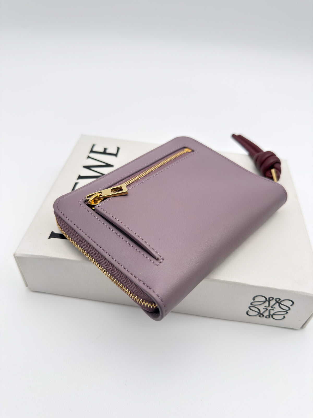 Loewe Compact Knot Zip around Wallet Purple