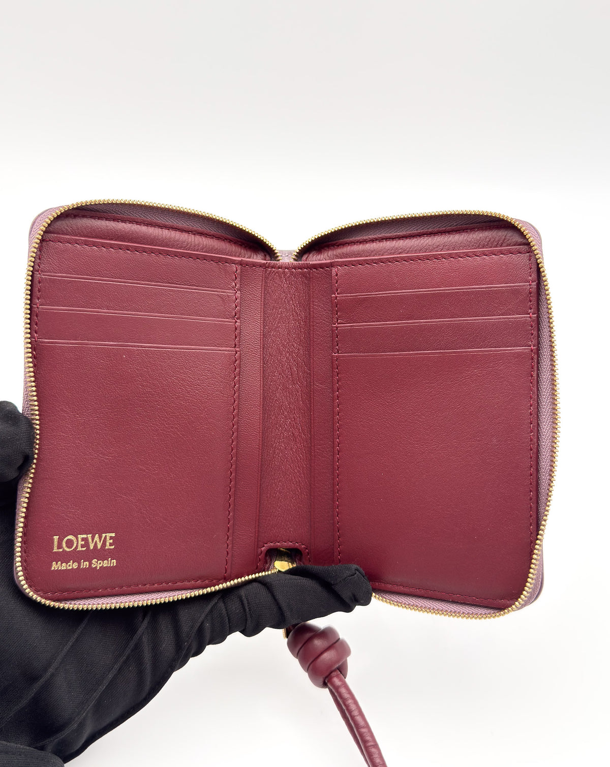 Loewe Compact Knot Zip around Wallet Purple