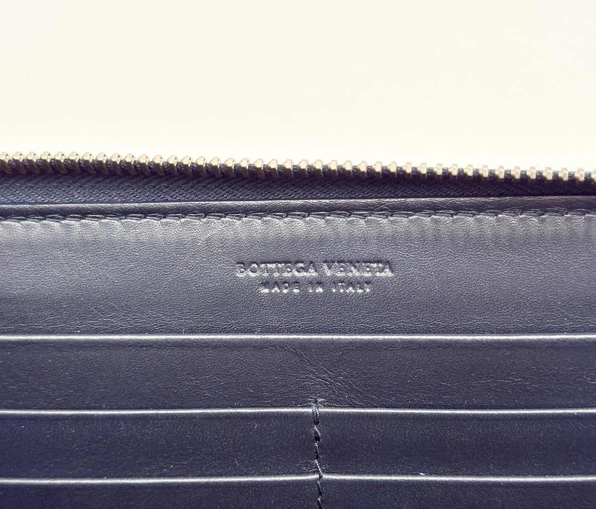 Bottega Veneta Intrecciato Woven Leather Zip-Around Wallet