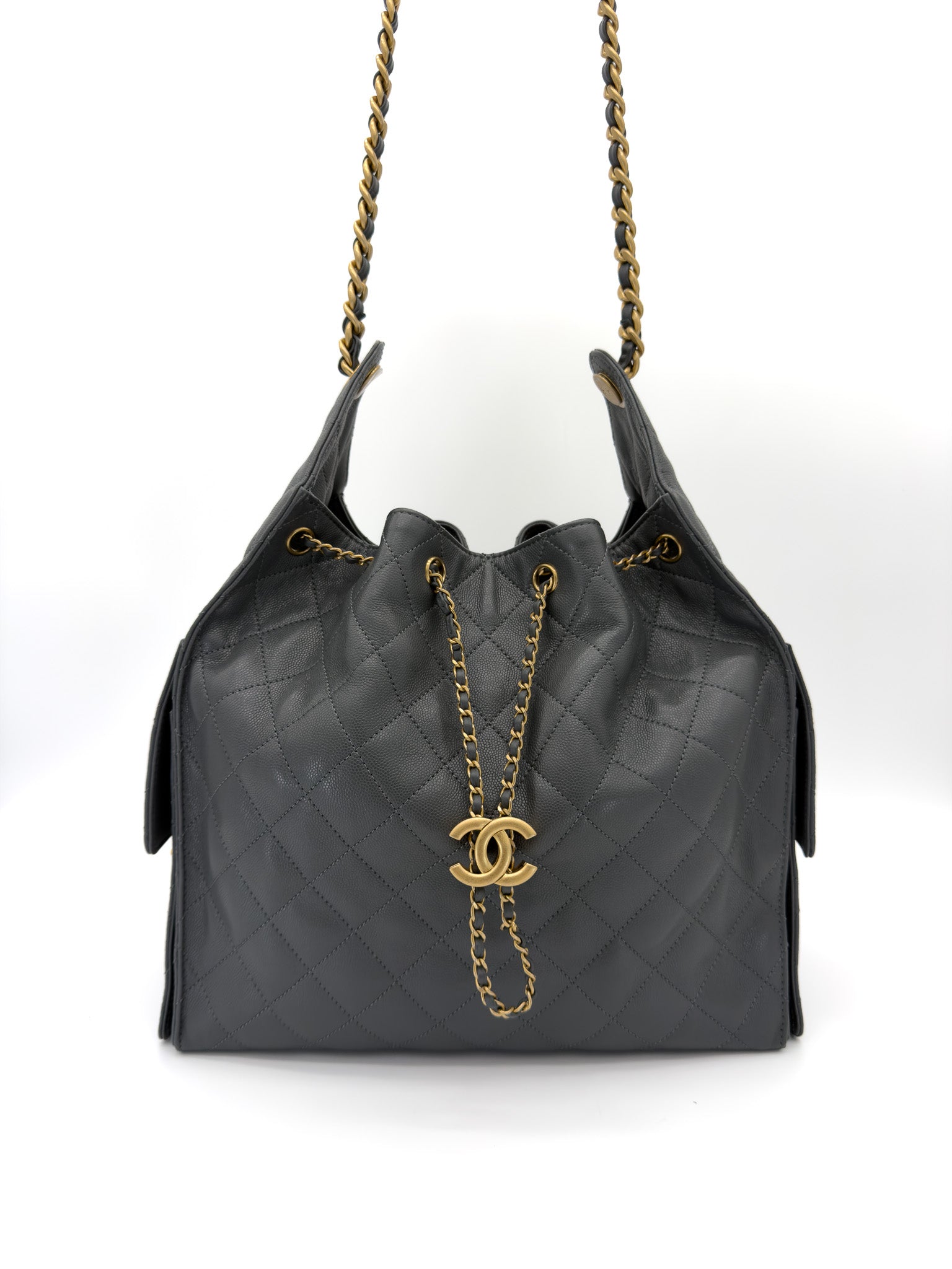 Chanel 25 Medium hobo Bag Dark Grey Caviar GHW