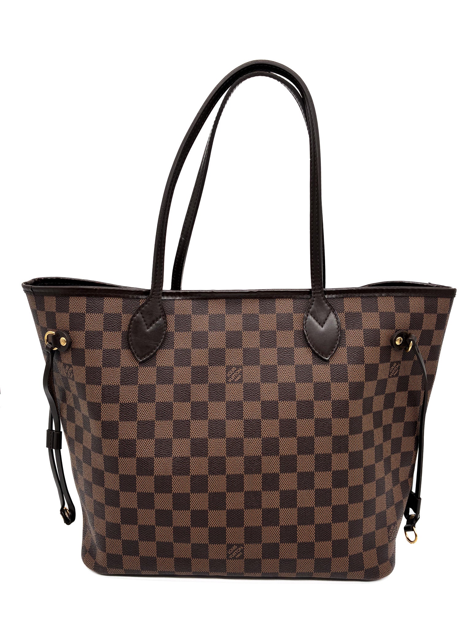 Louis Vuitton Damier Ebene Canvas Neverfull MM With Red Interior Tote Shoulder Bag