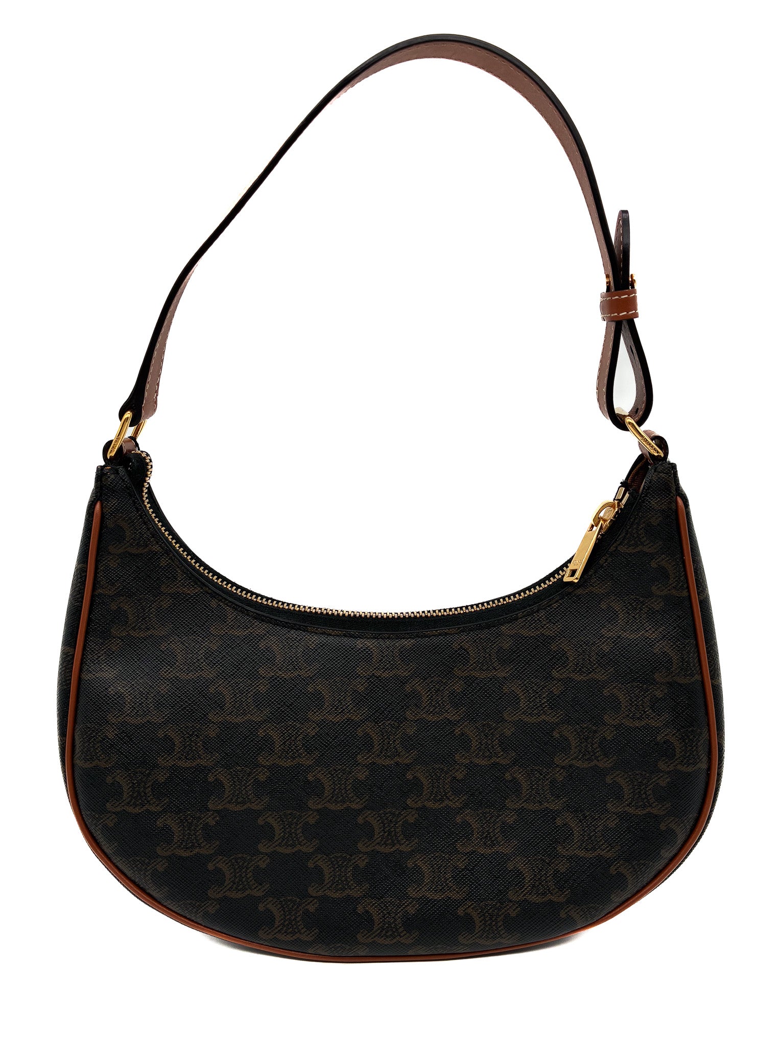 CELINE Triomphe Canvas Calfskin Ava Shoulder Bag Tan