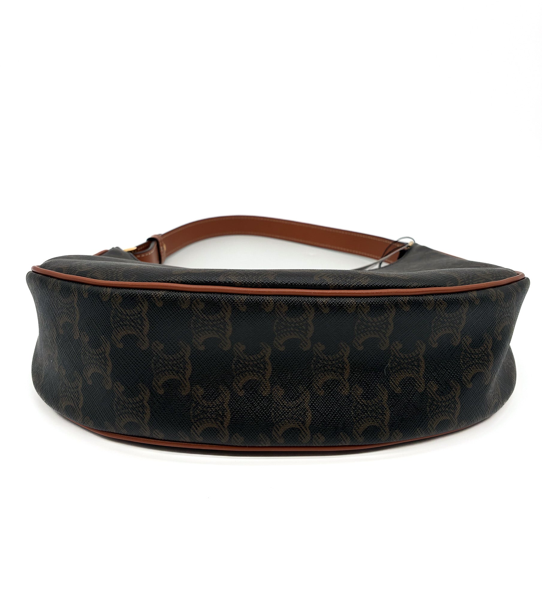 CELINE Triomphe Canvas Calfskin Ava Shoulder Bag Tan