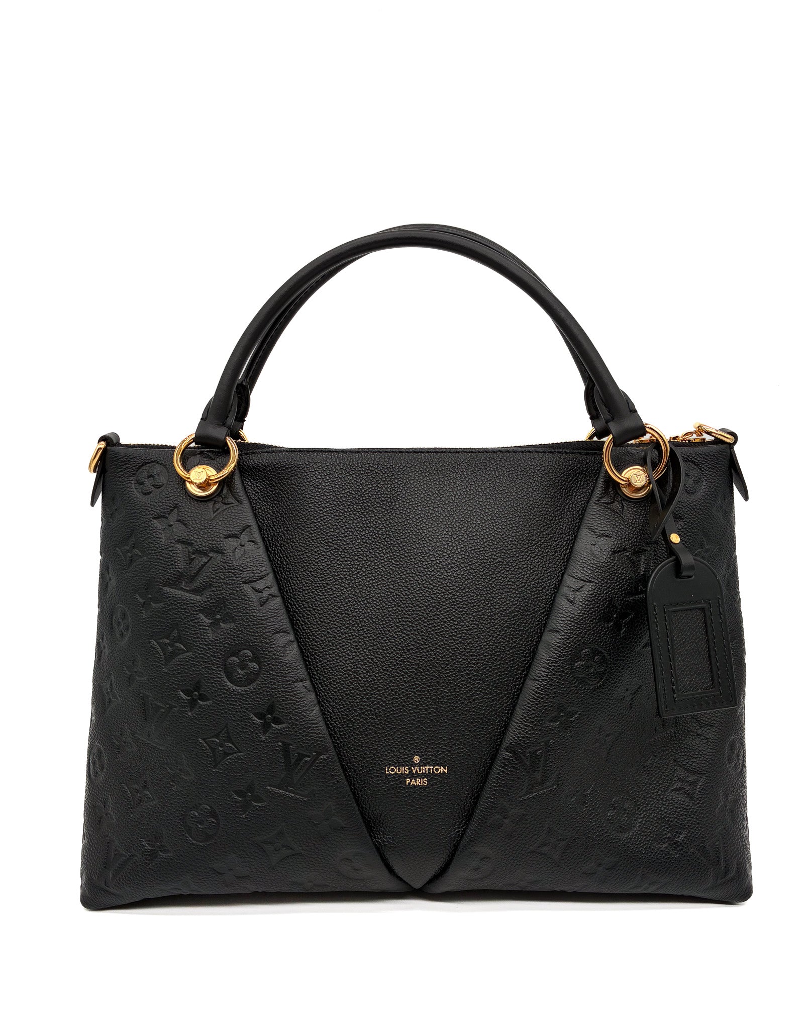 Louis Vuitton V Tote MM in Black Monogram Empreinte Leather with GHW