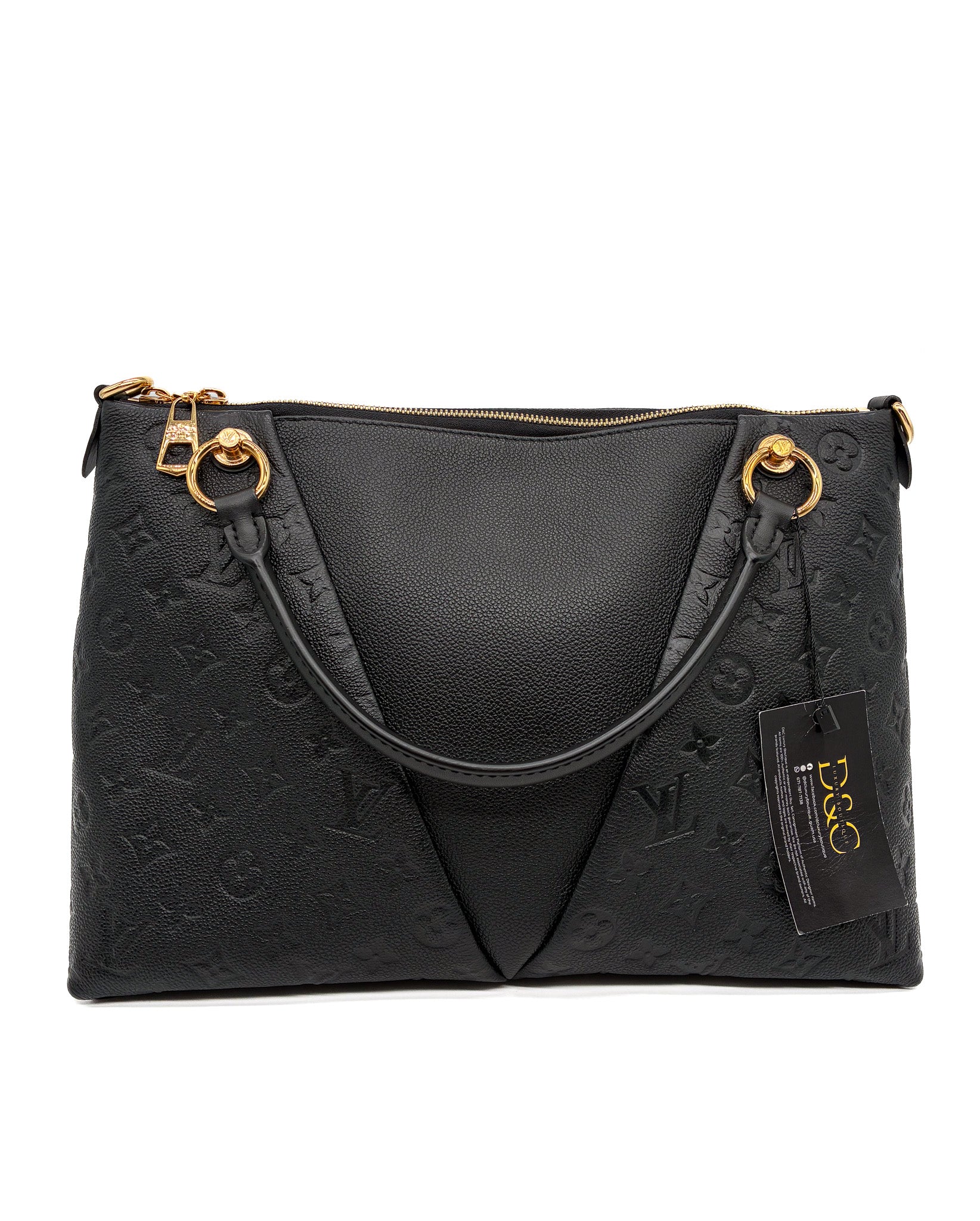 Louis Vuitton V Tote MM in Black Monogram Empreinte Leather with GHW