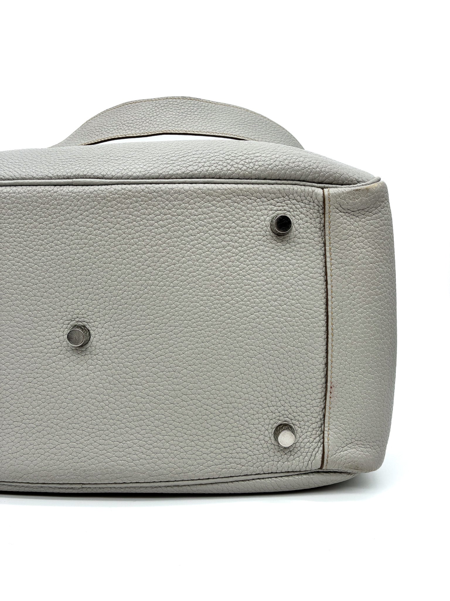 Hermes 34cm Gris Perle Clemence Leather Palladium Plated Lindy Bag