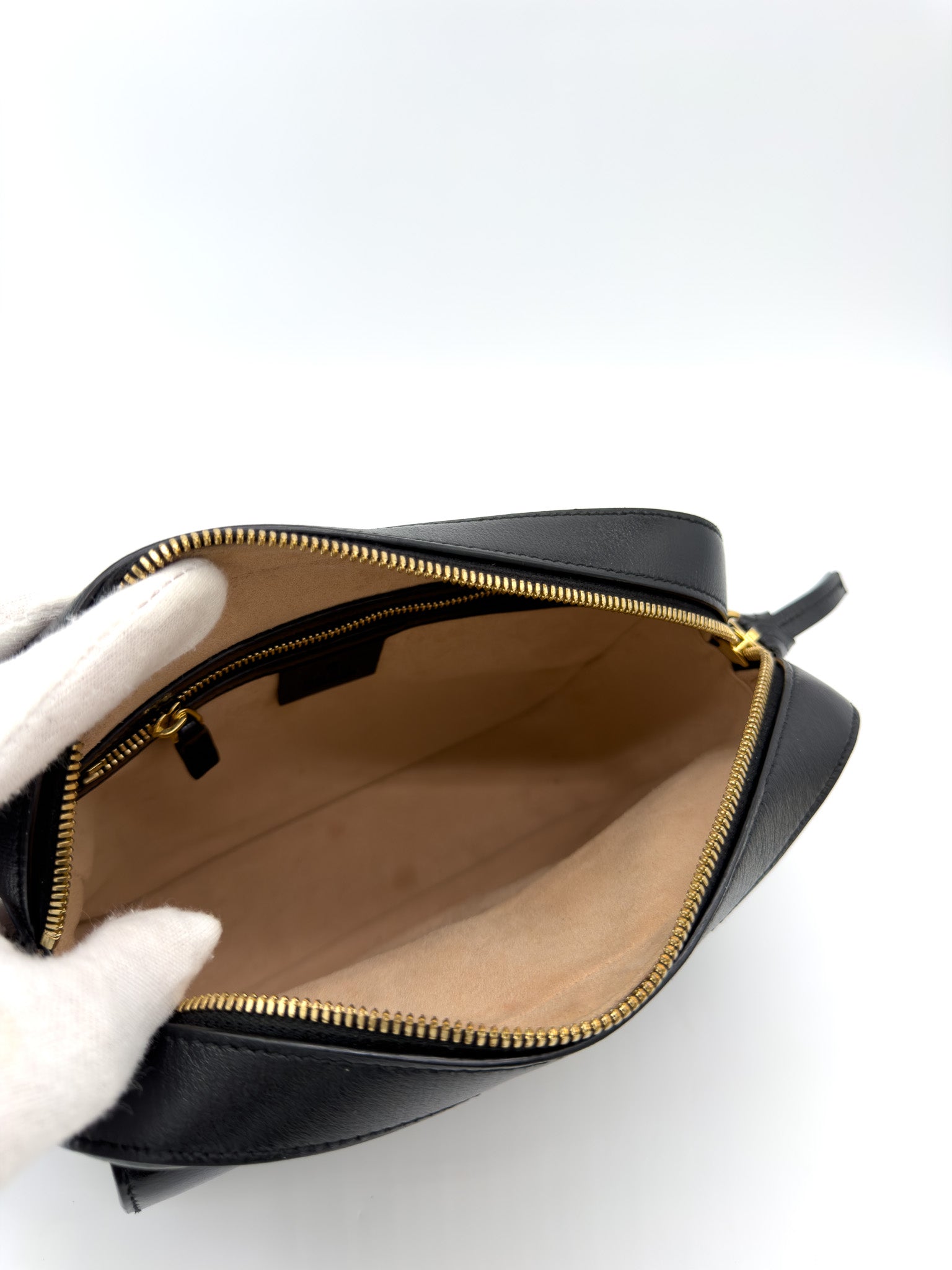 Gucci Textured Calfskin Small Horsebit 1955 Shoulder Bag Black