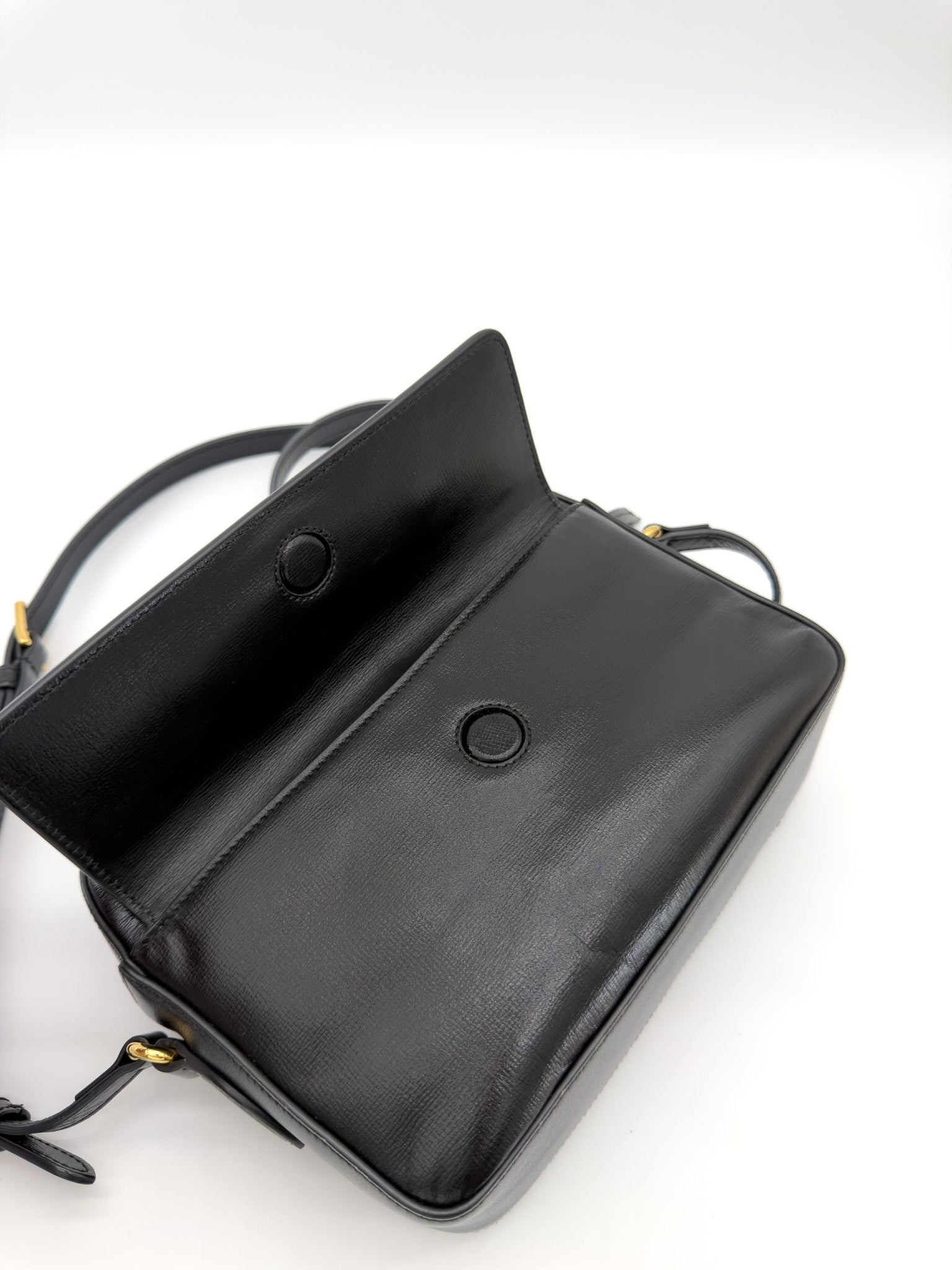 Gucci Textured Calfskin Small Horsebit 1955 Shoulder Bag Black