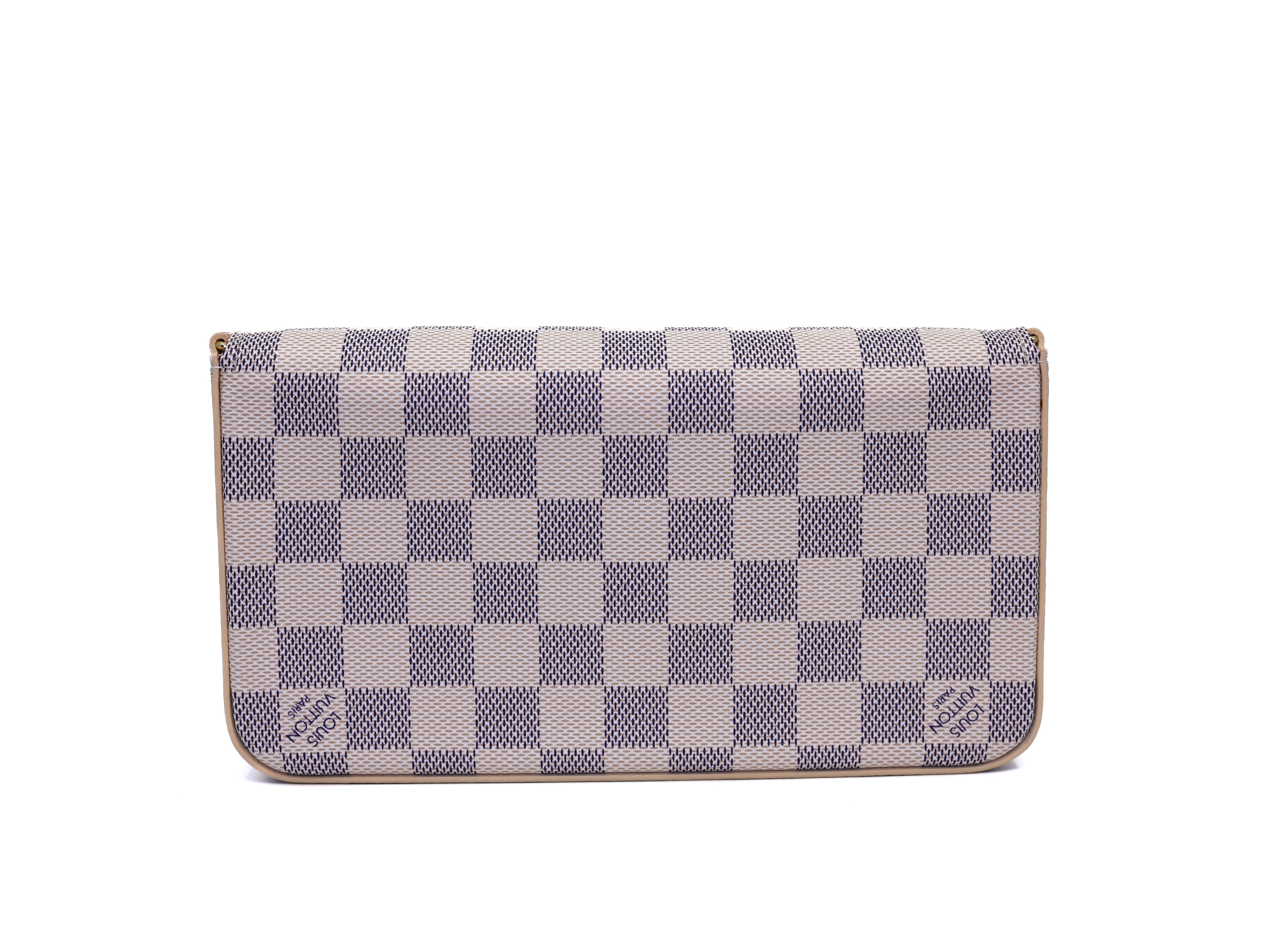 Louis Vuitton Damier Azur Pochette Felicie Chain Wallet Rose Ballerine