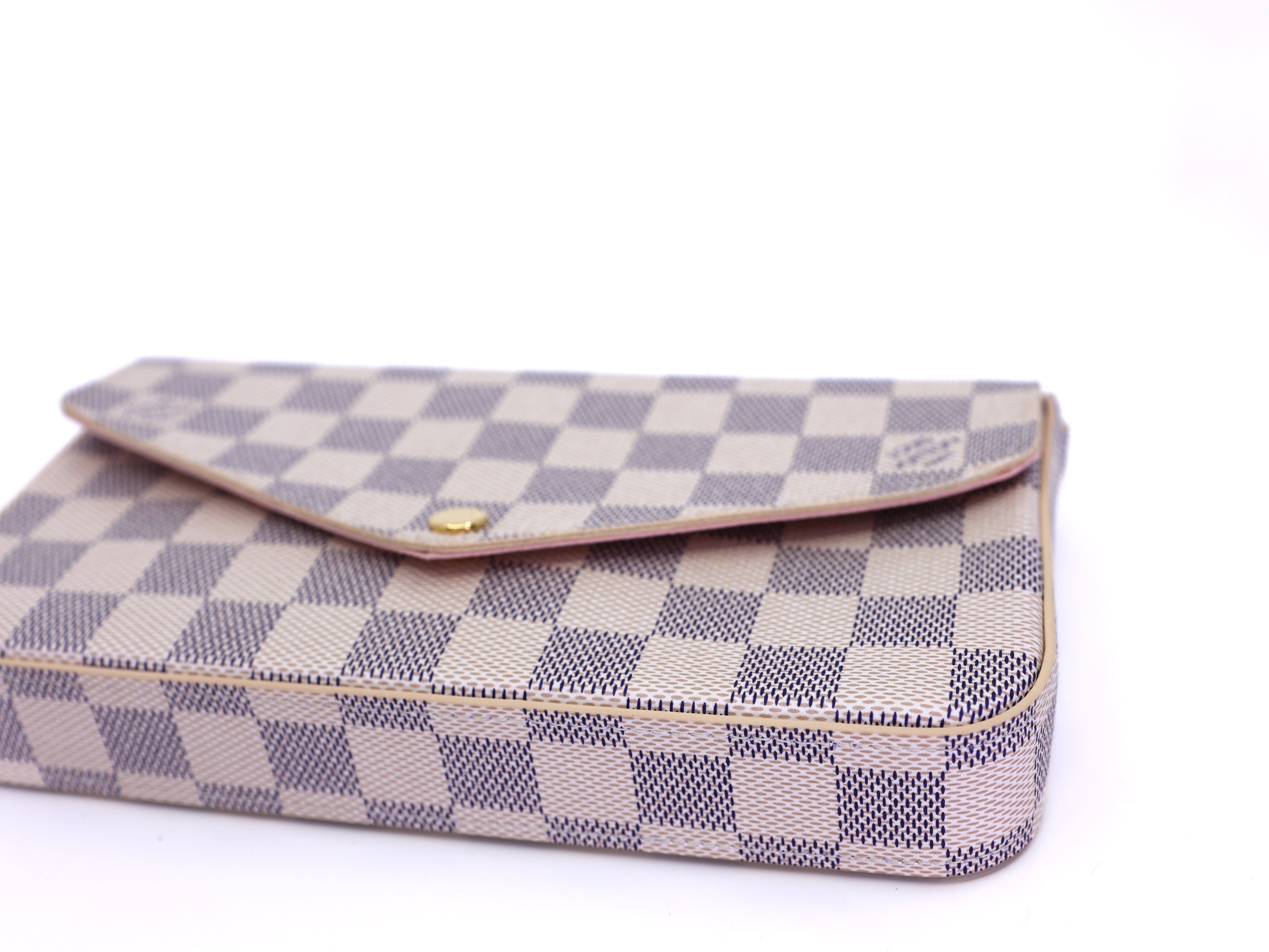 Louis Vuitton Damier Azur Pochette Felicie Chain Wallet Rose Ballerine
