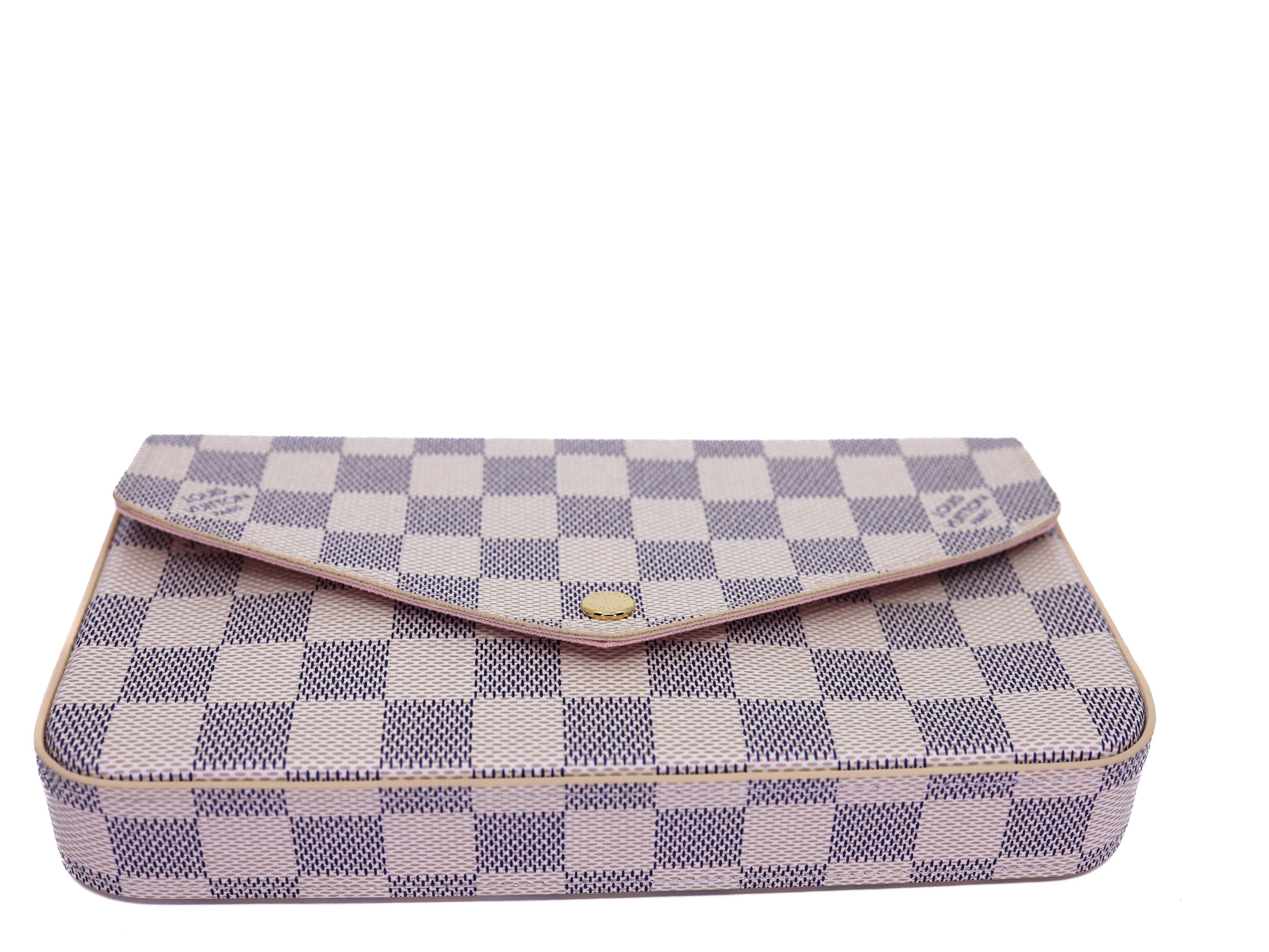 Louis Vuitton Damier Azur Pochette Felicie Chain Wallet Rose Ballerine