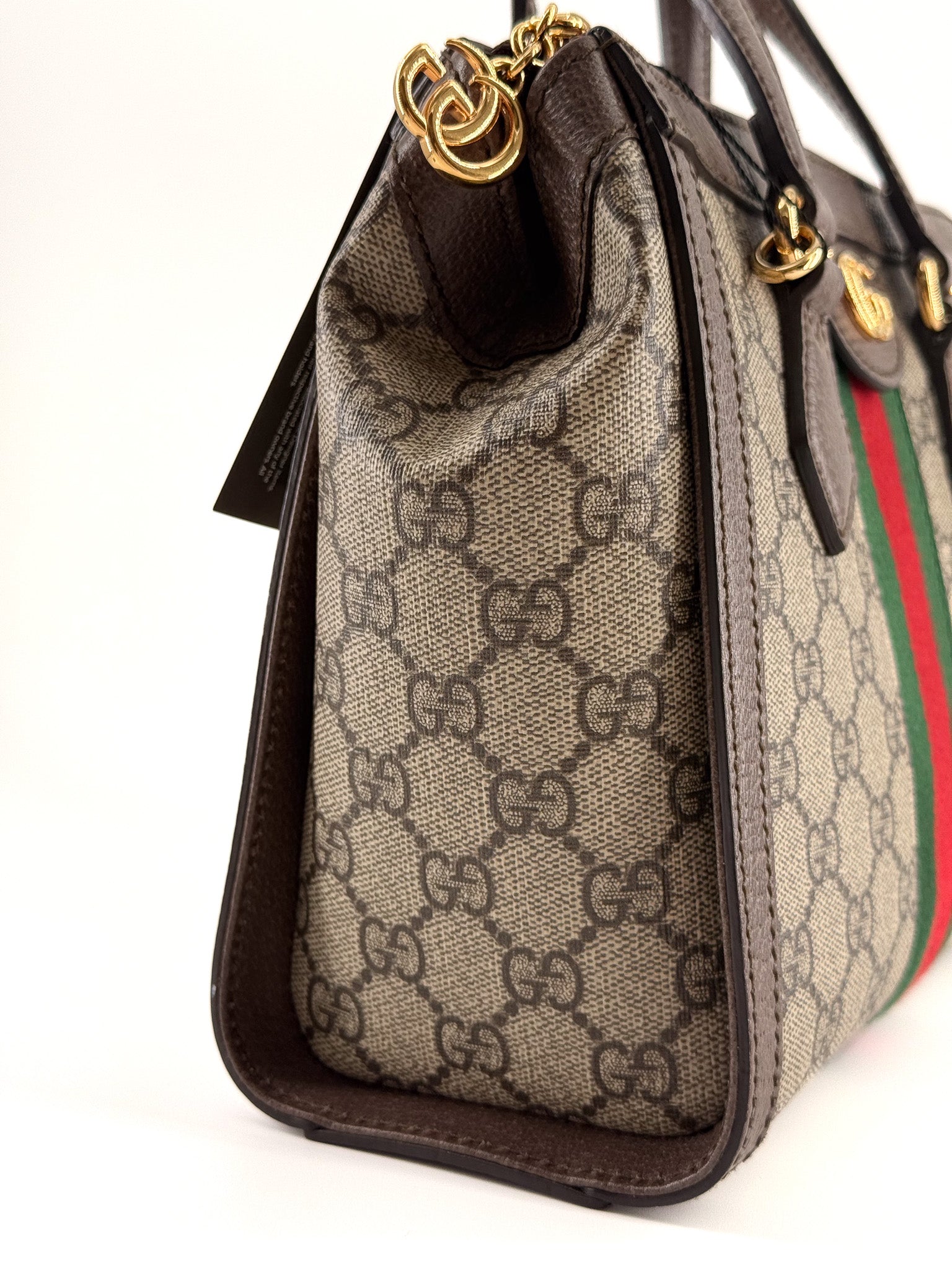 Gucci Ophidia Small Tote Bag in Beige/ Ebony GG Supreme Canvas