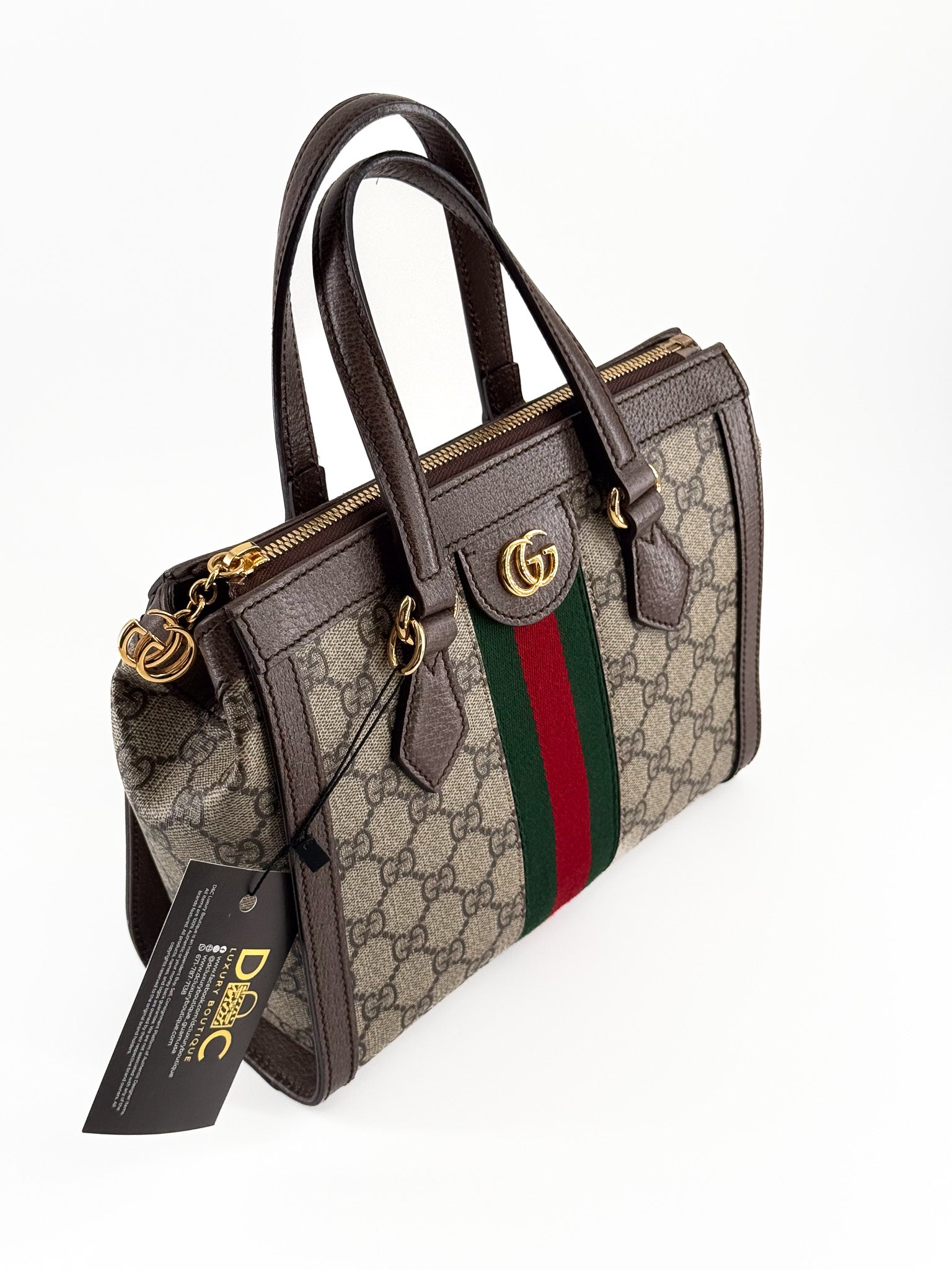 Gucci Ophidia Small Tote Bag in Beige/ Ebony GG Supreme Canvas