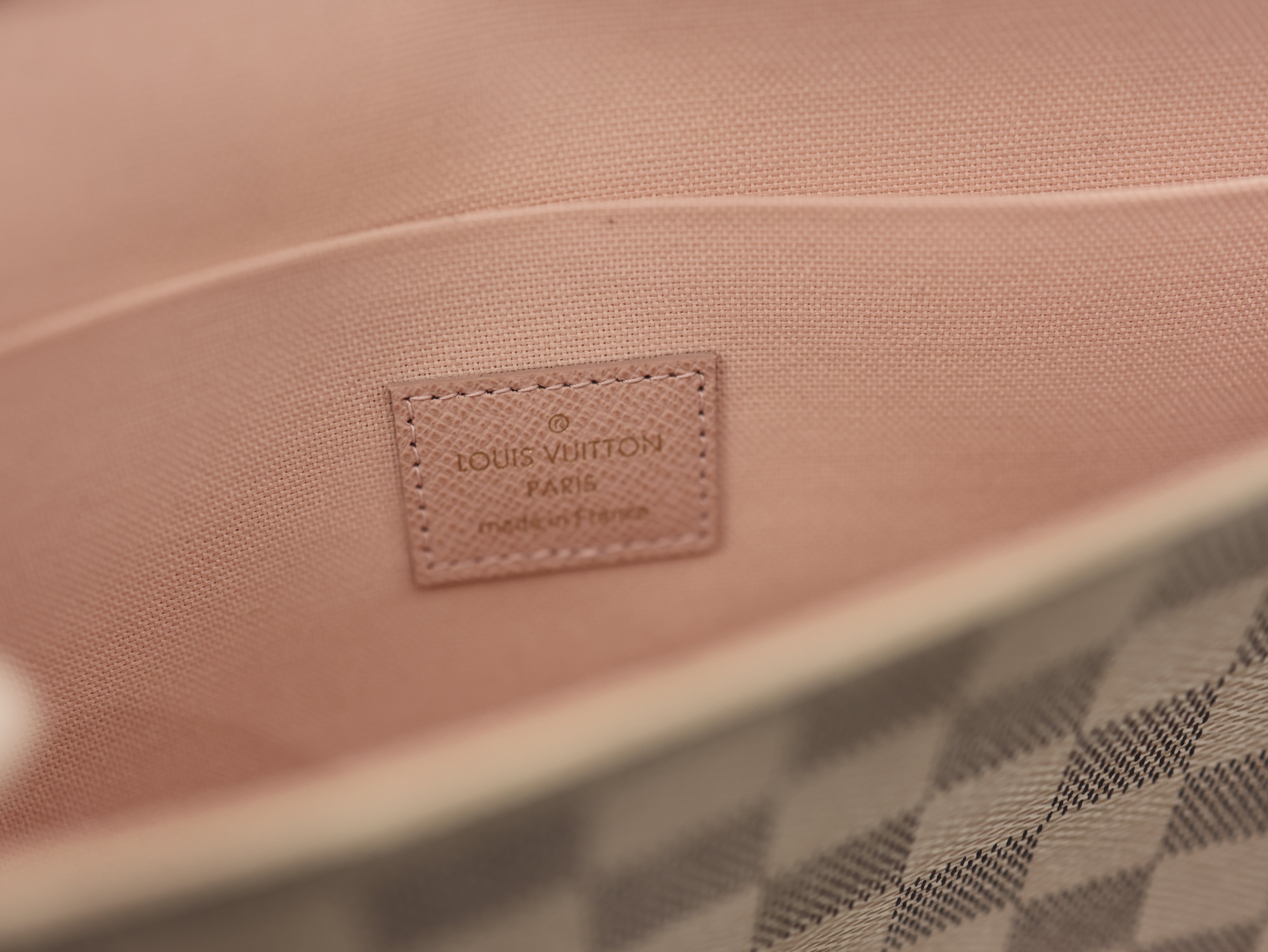 Louis Vuitton Damier Azur Pochette Felicie Chain Wallet Rose Ballerine