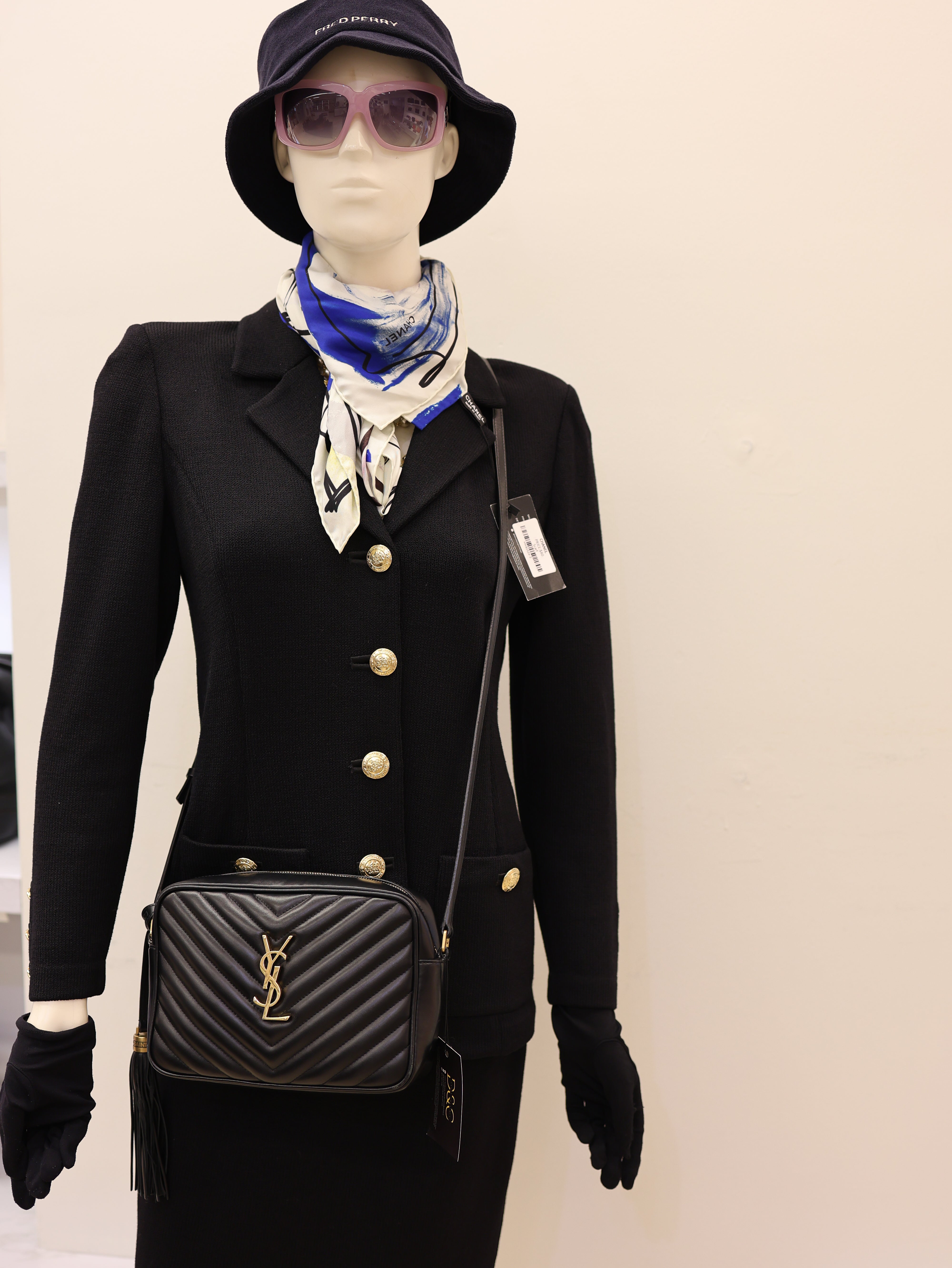 Saint Laurent  Calfskin Matelasse Monogram Lou Camera Bag Black