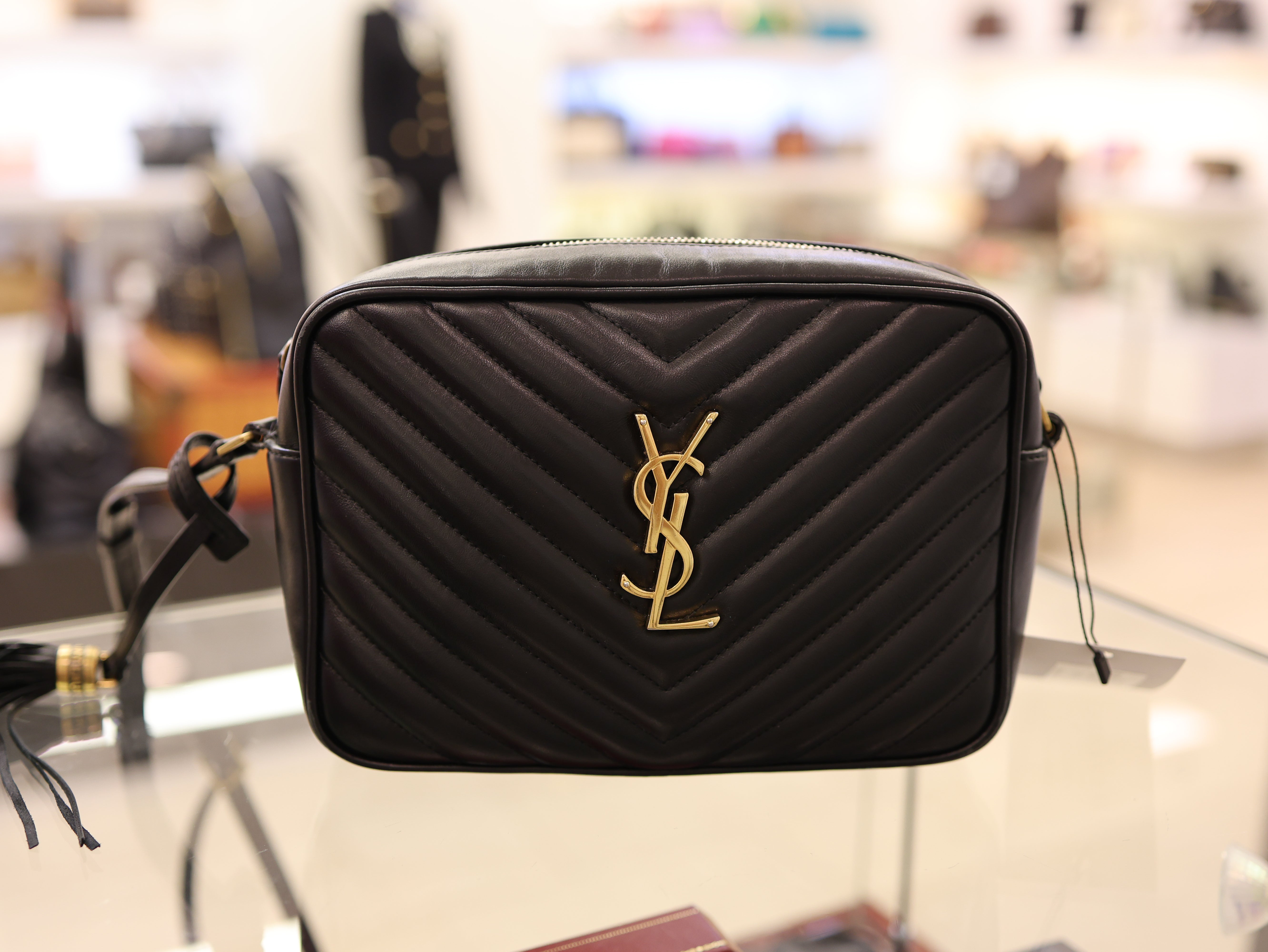 Saint Laurent  Calfskin Matelasse Monogram Lou Camera Bag Black