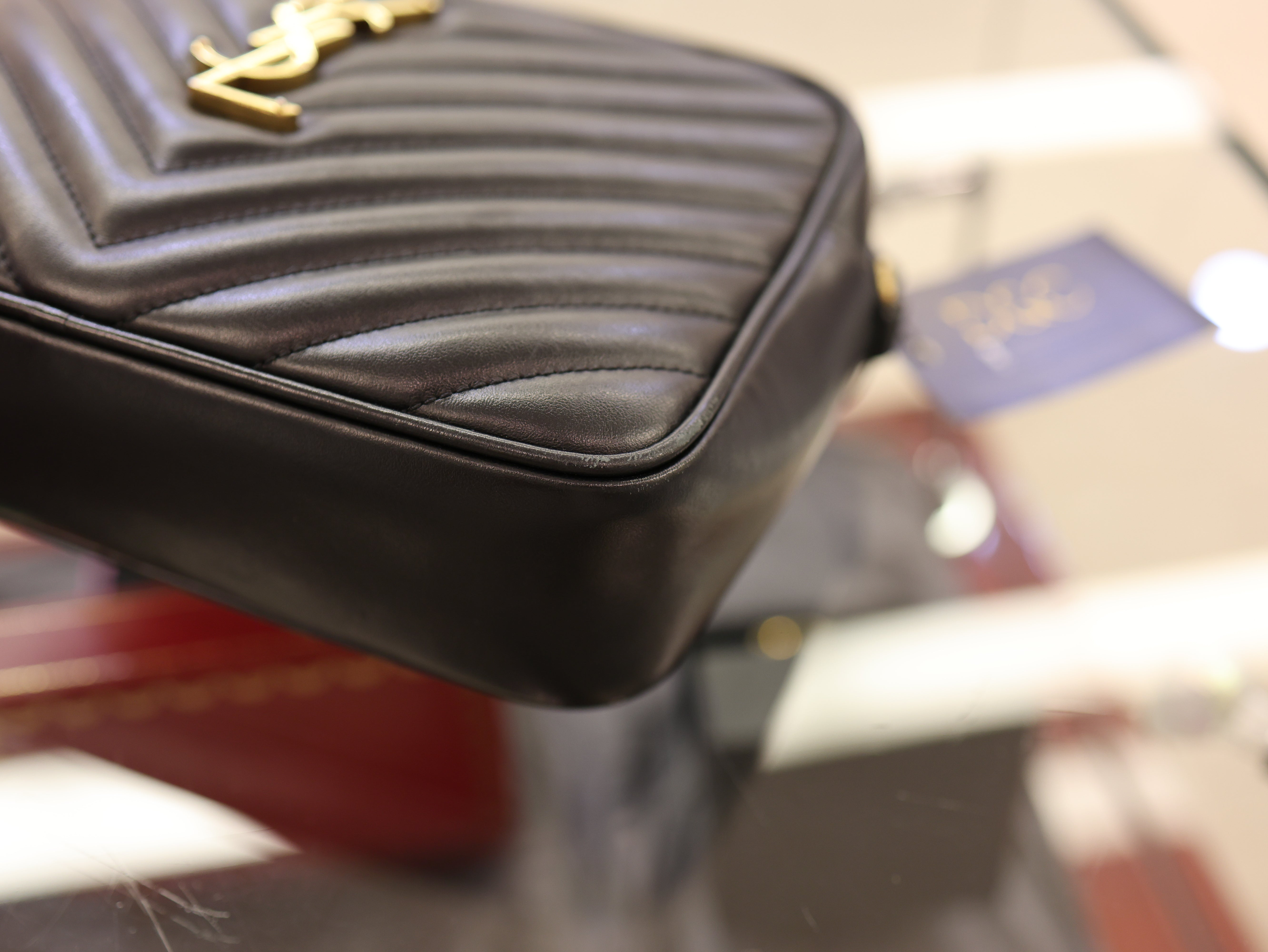 Saint Laurent  Calfskin Matelasse Monogram Lou Camera Bag Black