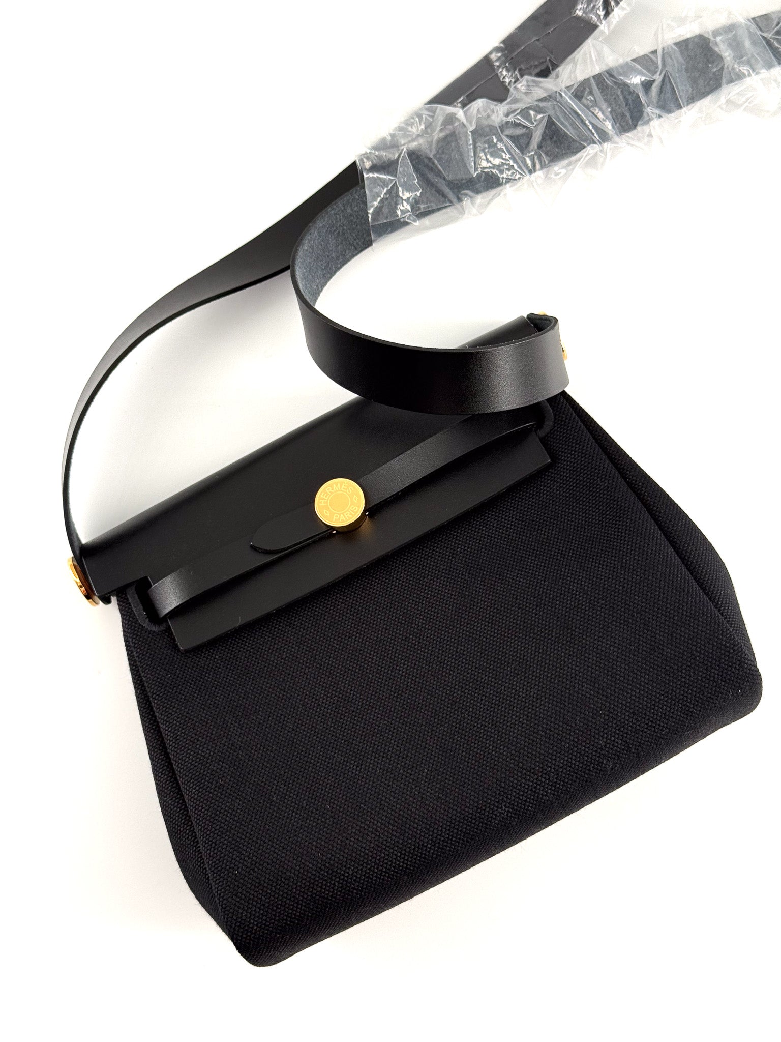 Hermes Herbag Zip 20 bag Noir Gold Military Toile Vache Hunter