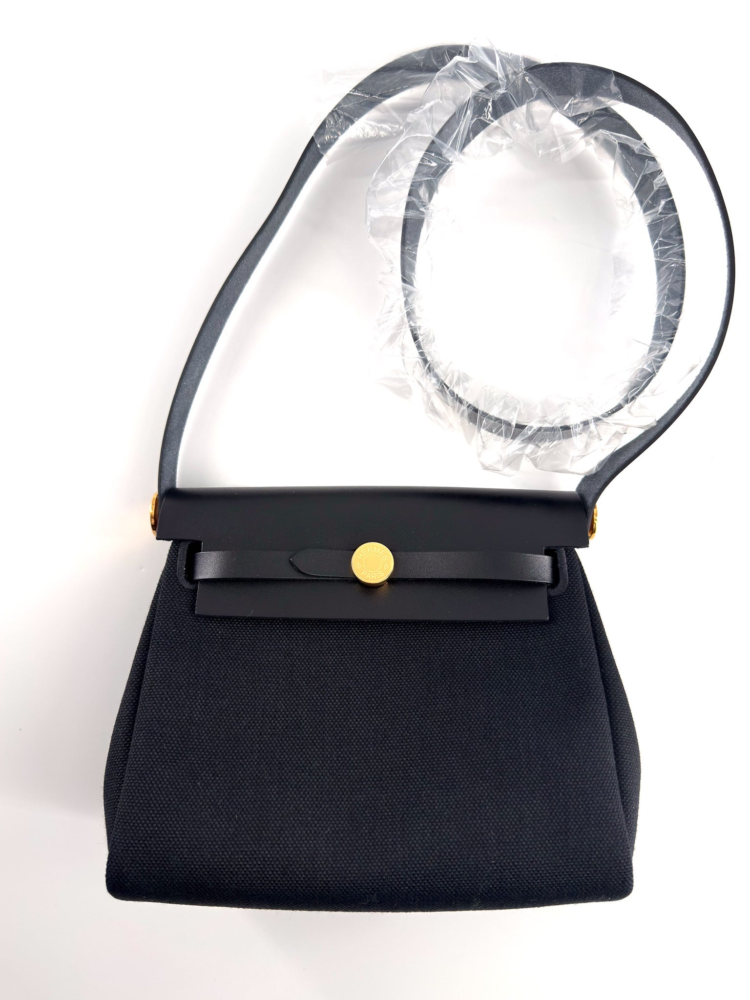 Hermes Herbag Zip 20 bag Noir Gold Military Toile Vache Hunter