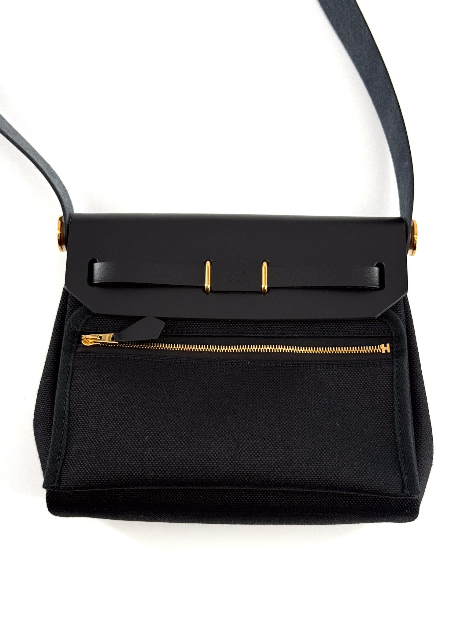 Hermes Herbag Zip 20 bag Noir Gold Military Toile Vache Hunter