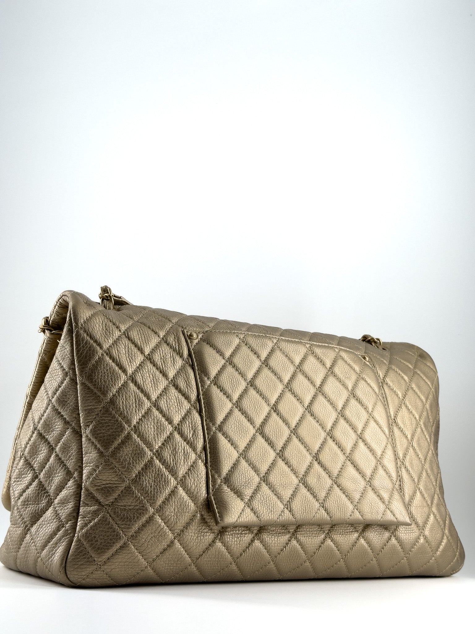 Chanel Classic Metallic Gold Calfskin Quilted XXL Flap Bag
