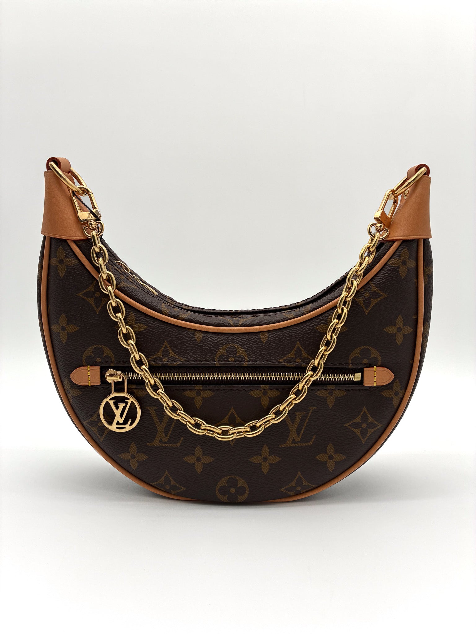 LV Loop Handbag Monogram Canvas Vacheta Leather Trim
