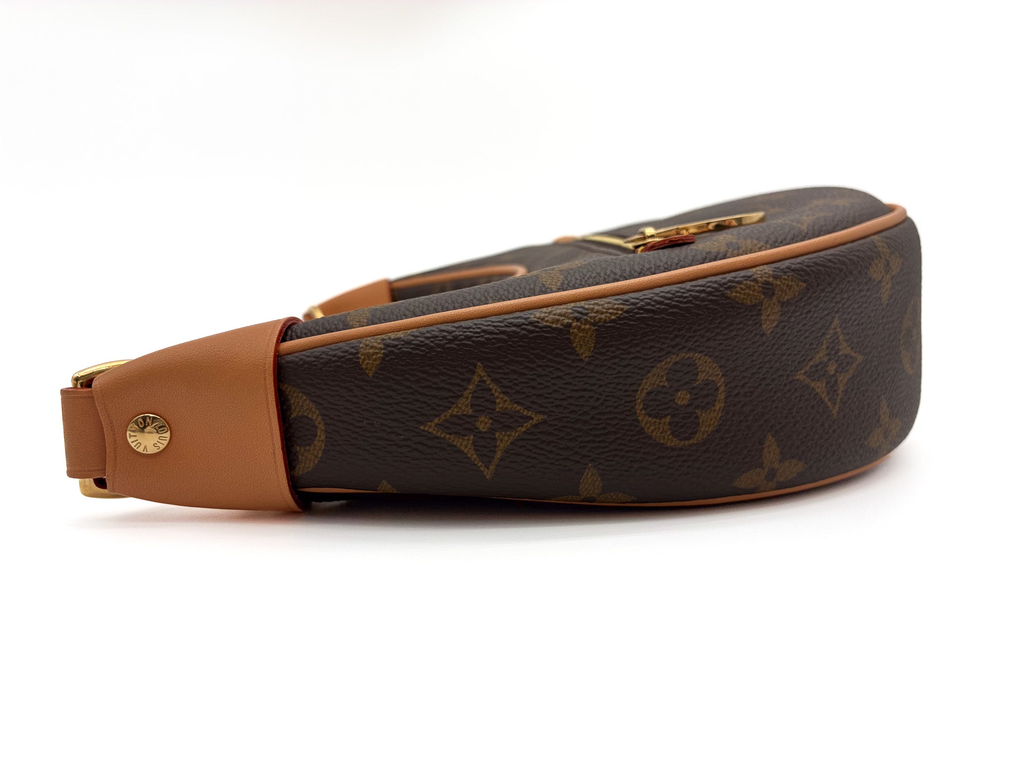LV Loop Handbag Monogram Canvas Vacheta Leather Trim