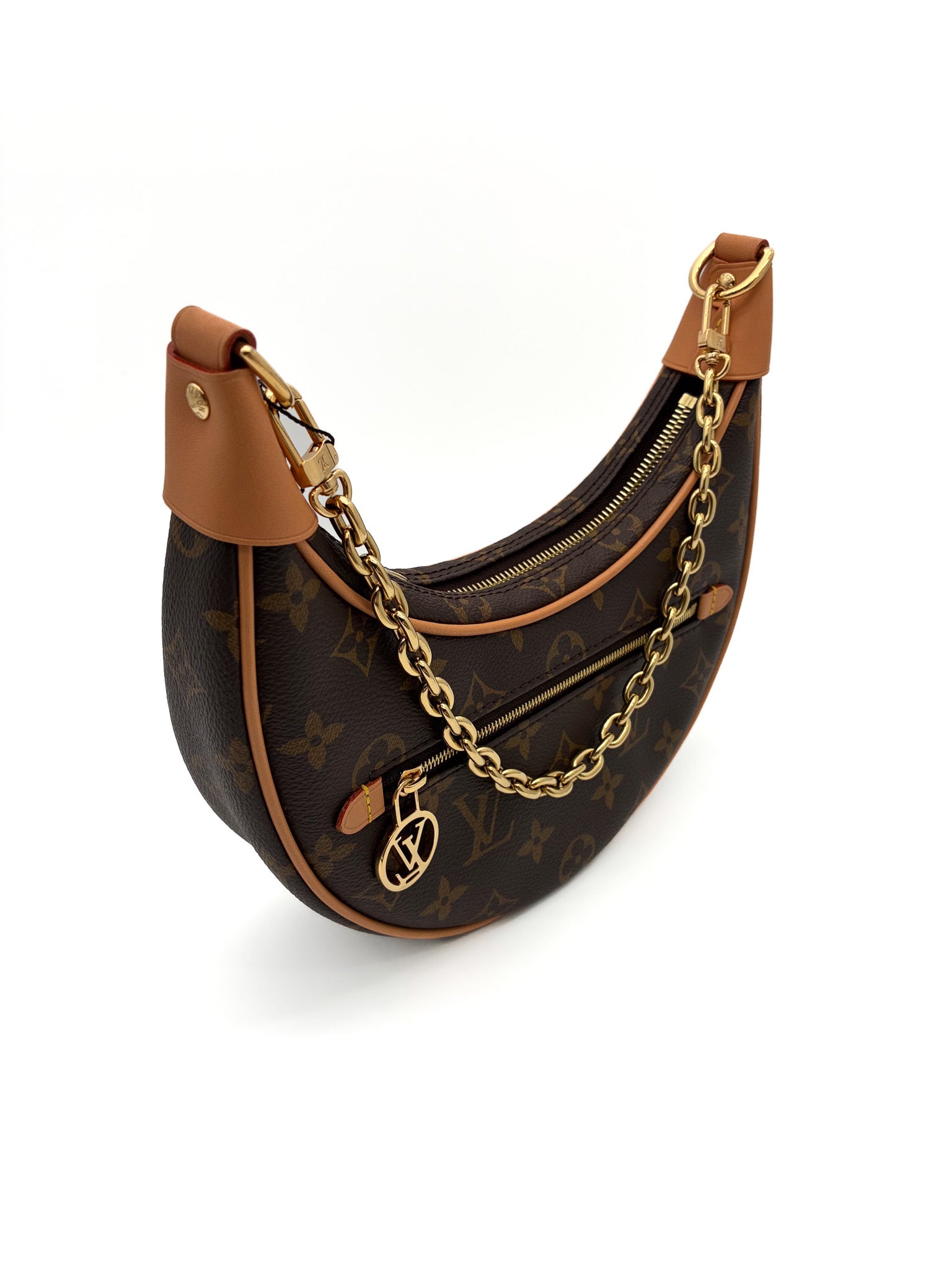 LV Loop Handbag Monogram Canvas Vacheta Leather Trim