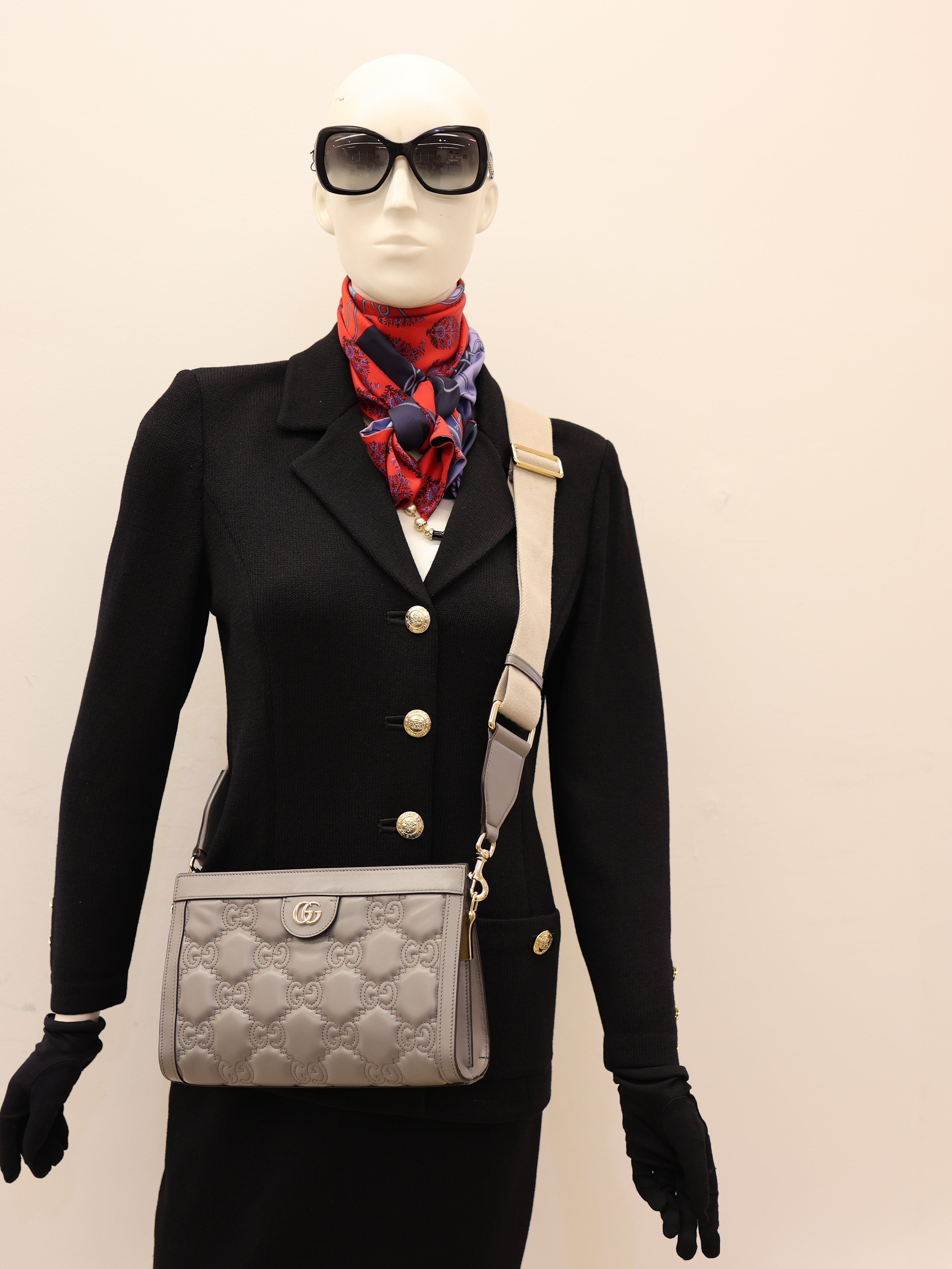 Gucci Calfskin GG Matelasse Small Slim Chain Shoulder Bag