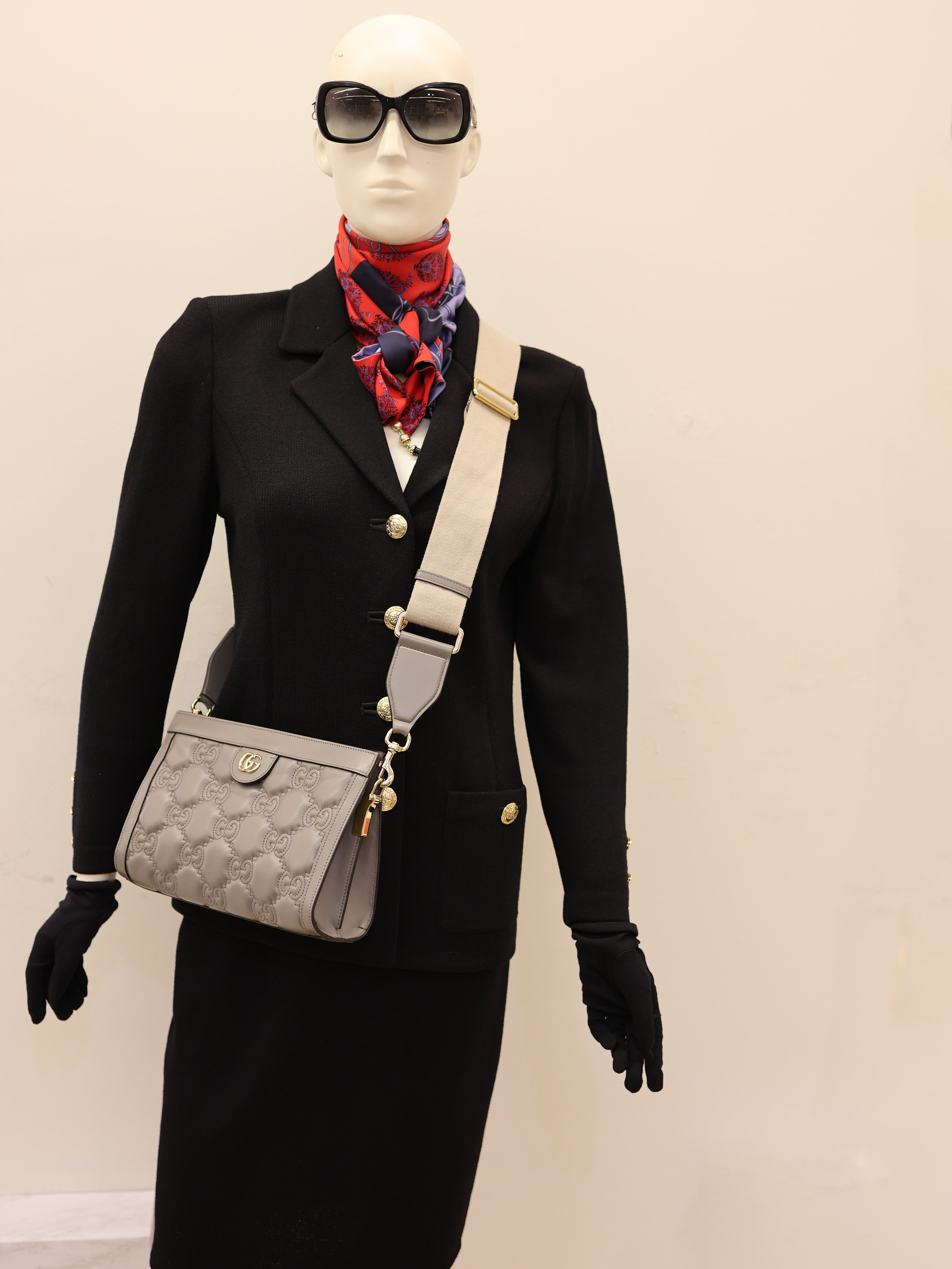 Gucci Calfskin GG Matelasse Small Slim Chain Shoulder Bag