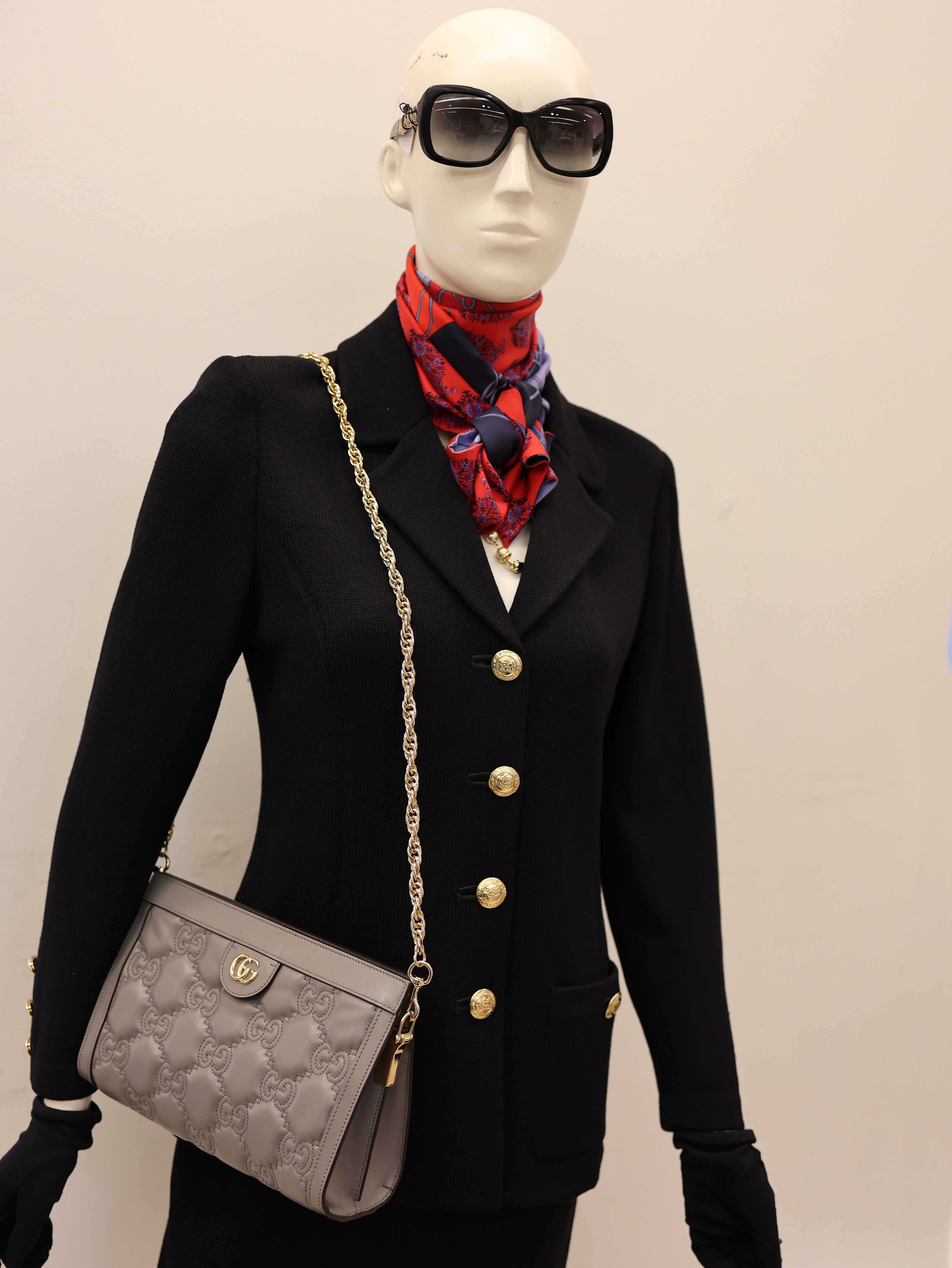 Gucci Calfskin GG Matelasse Small Slim Chain Shoulder Bag