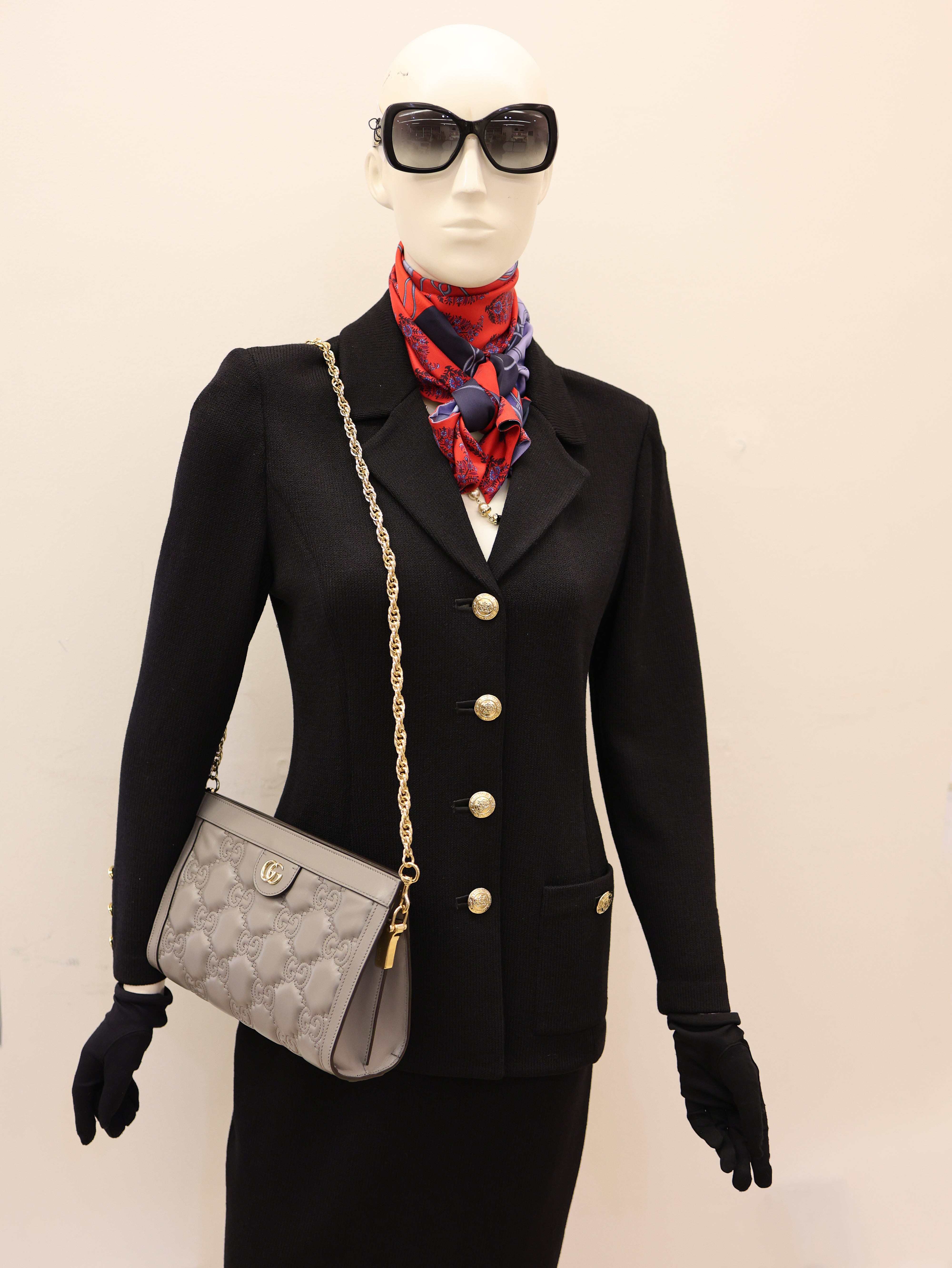 Gucci Calfskin GG Matelasse Small Slim Chain Shoulder Bag