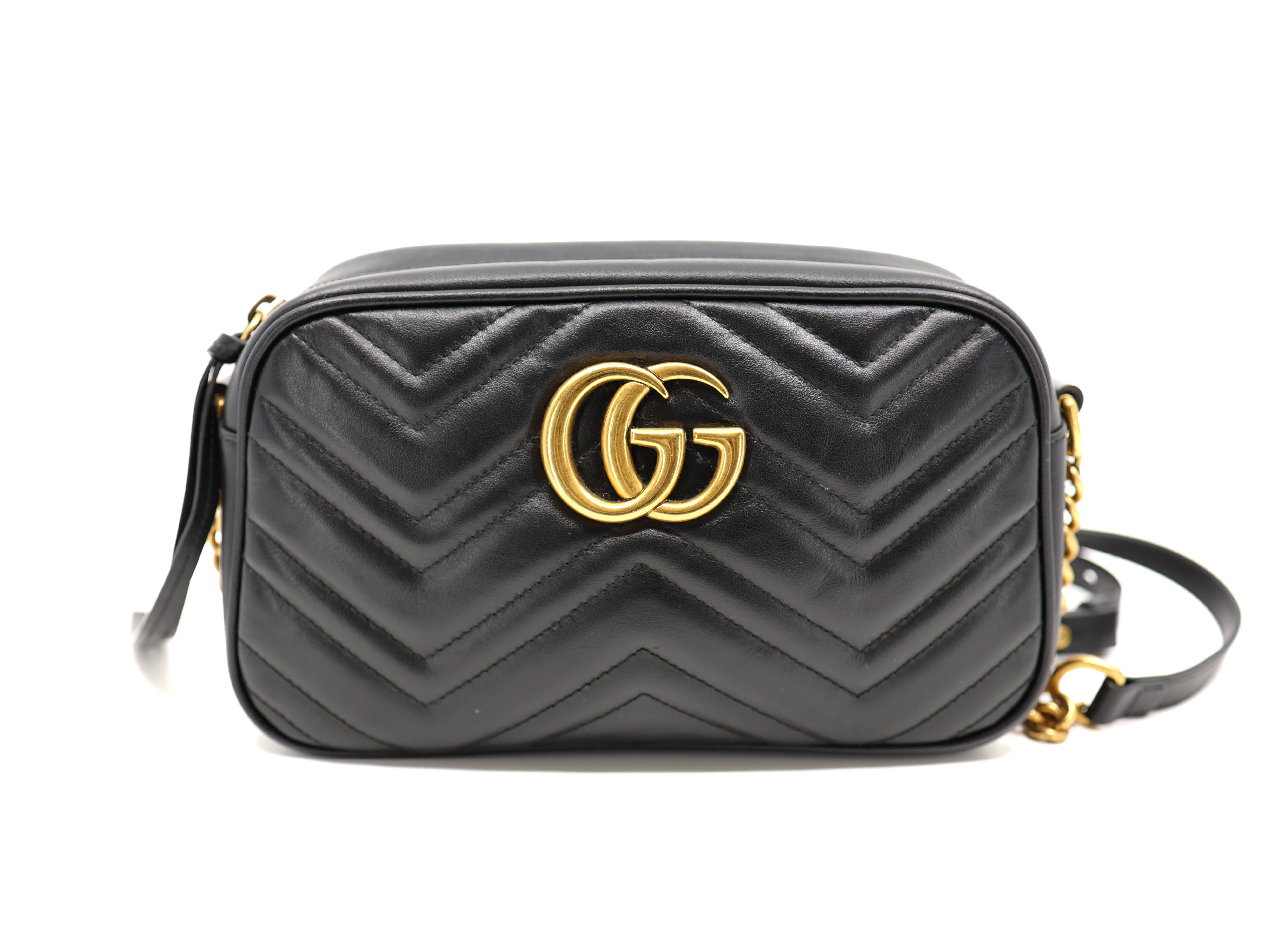 Gucci GG Marmont Chain Shoulder Bag Black Calfskin Matelasse Small