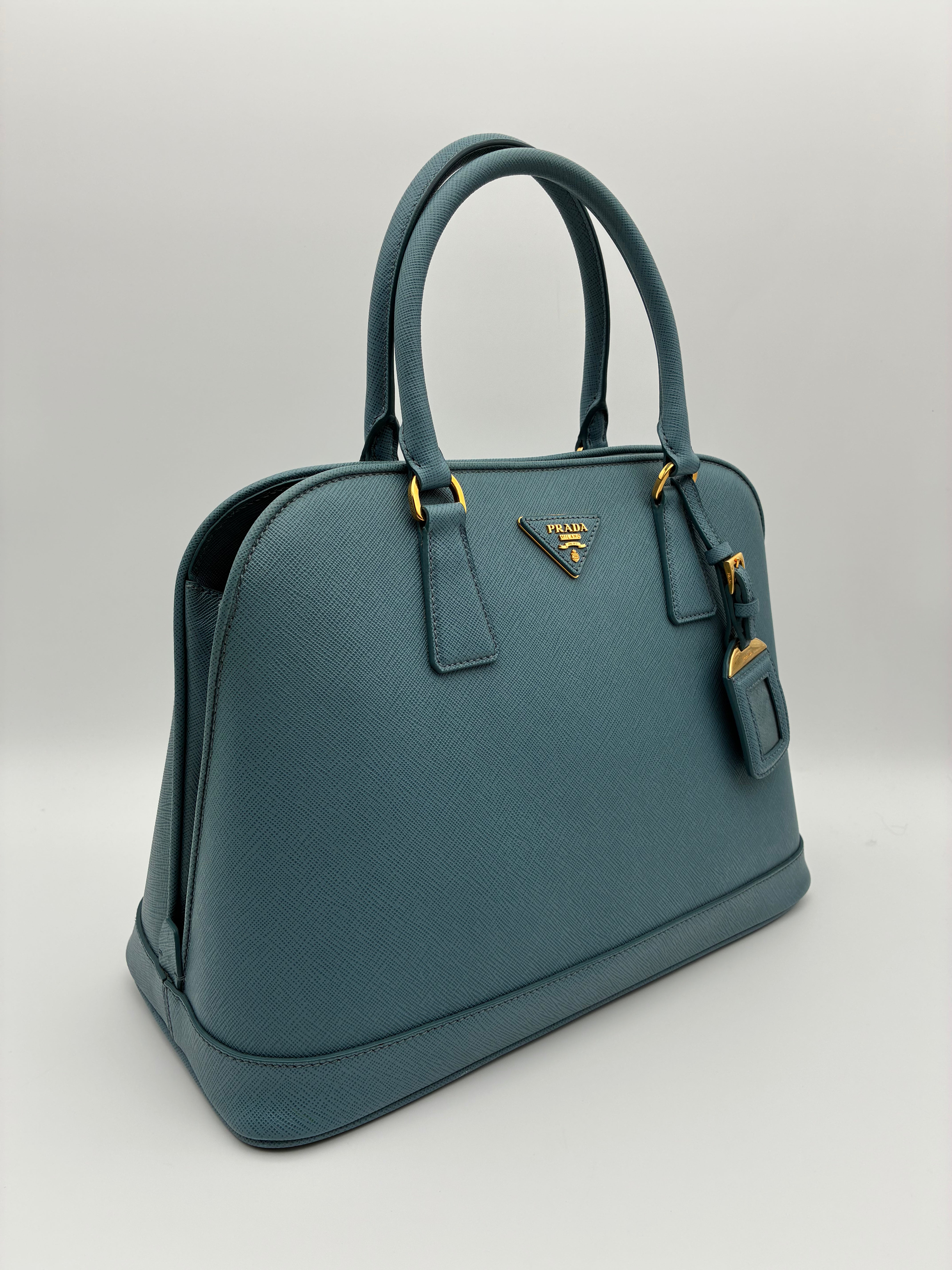 Prada Blue Saffiano Dome Tote
