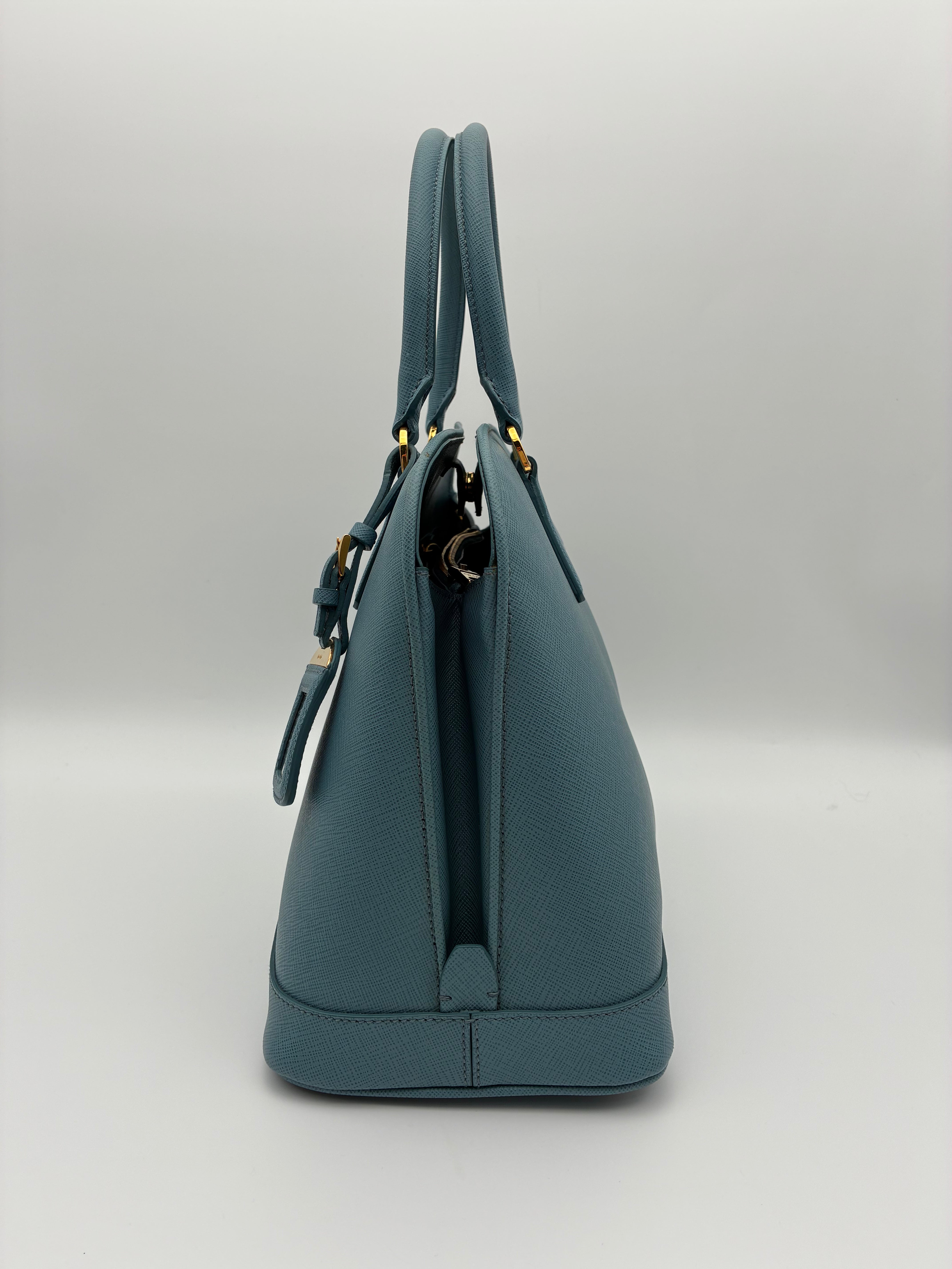 Prada Blue Saffiano Dome Tote