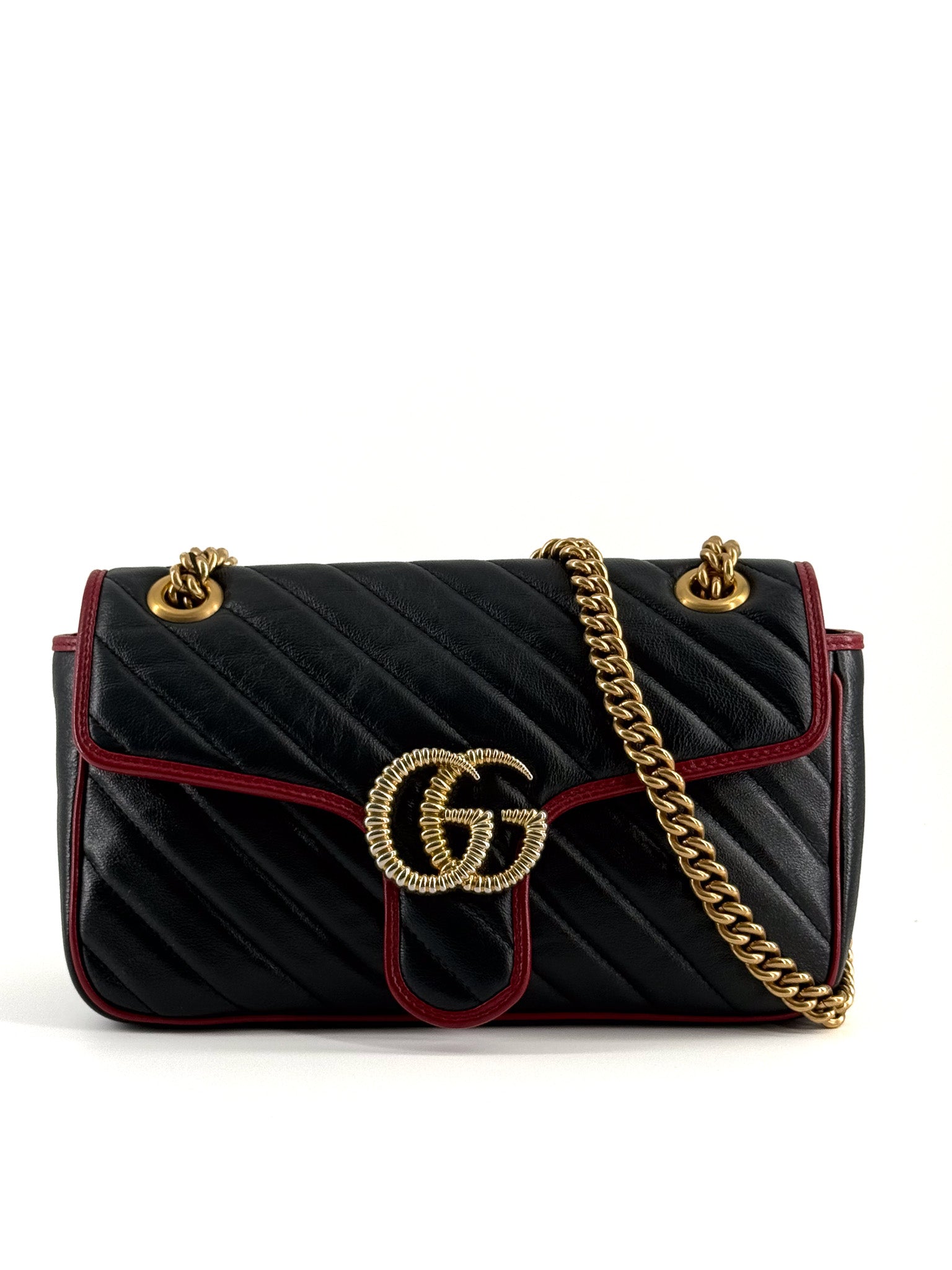 Gucci GG Marmont Shoulder Bag Black Romantic Cherry Small
