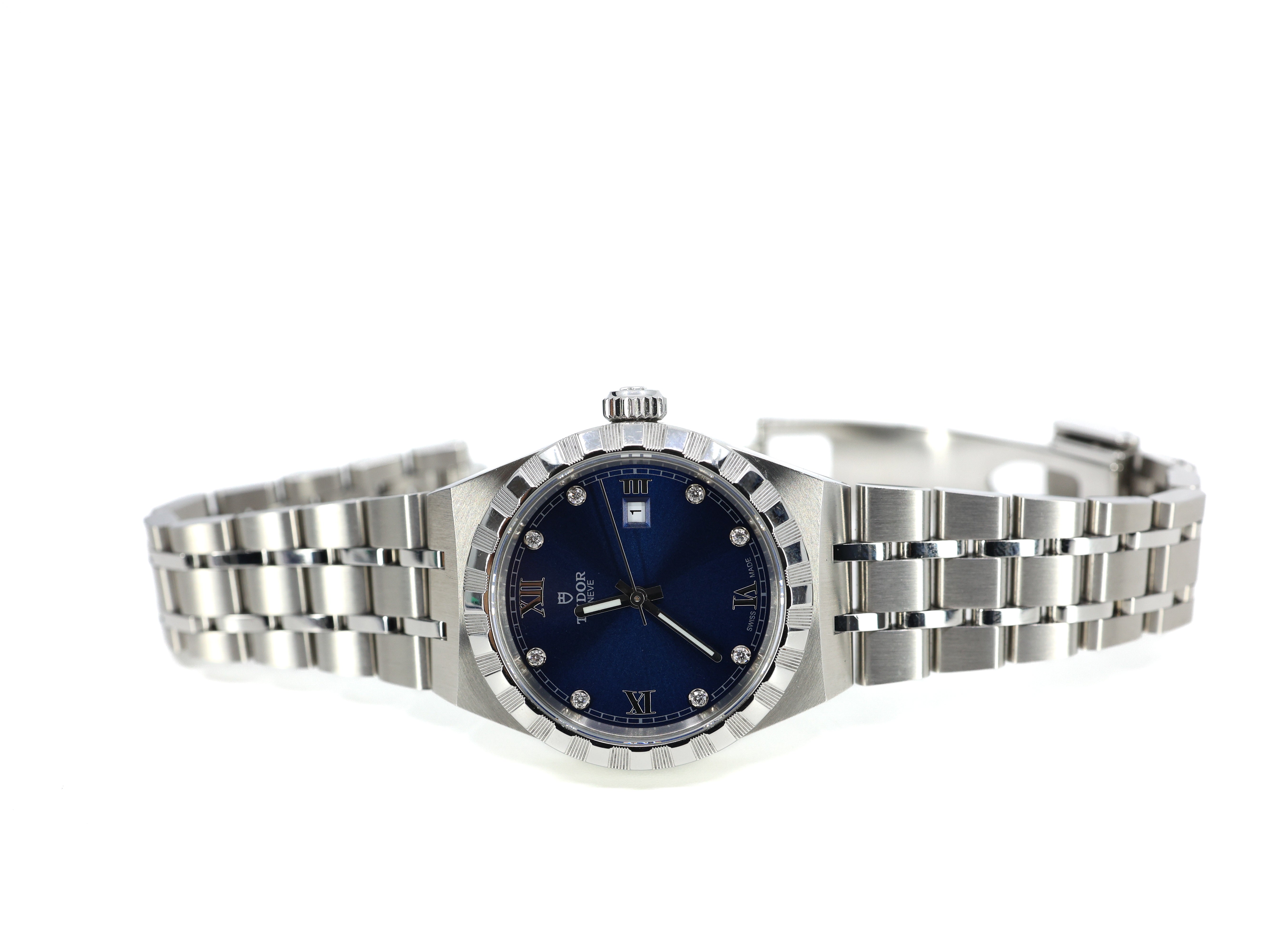 Tudor Royal Diamond Blue Sunray Dial Ladies Watch